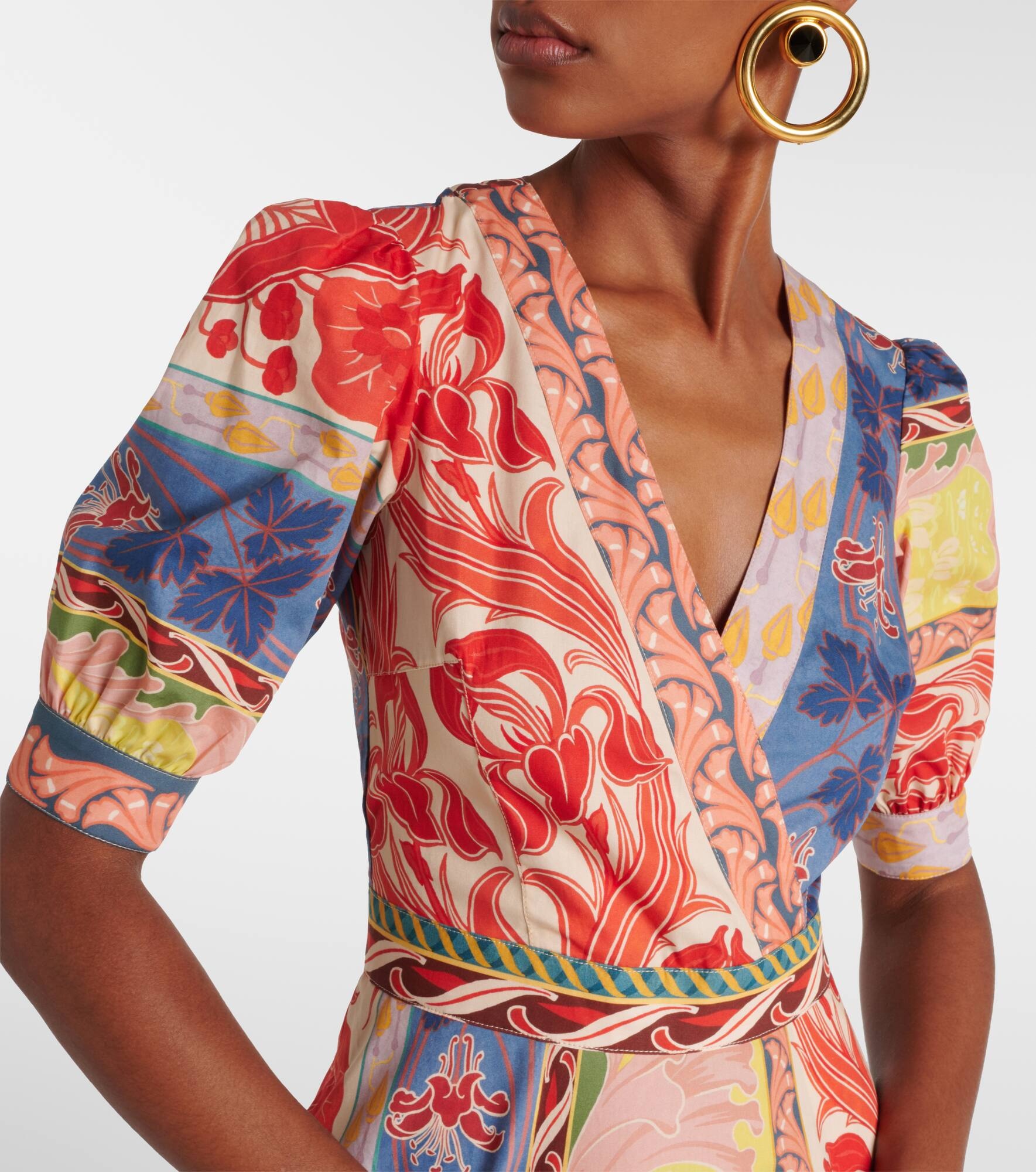 Printed cotton wrap dress - 4