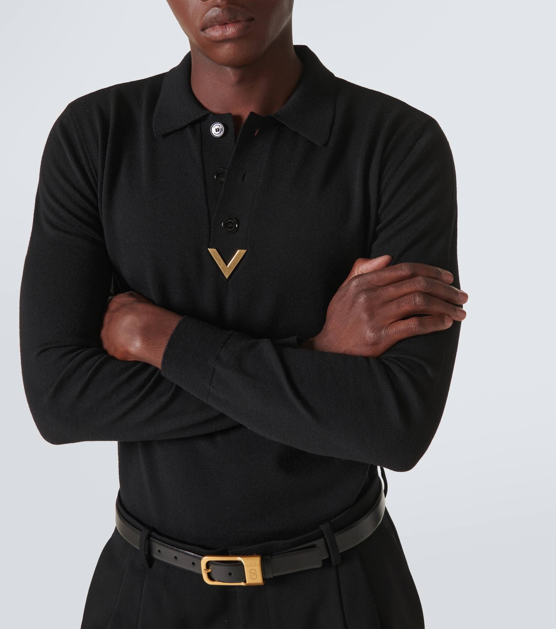 VGold wool-blend polo sweater - 5