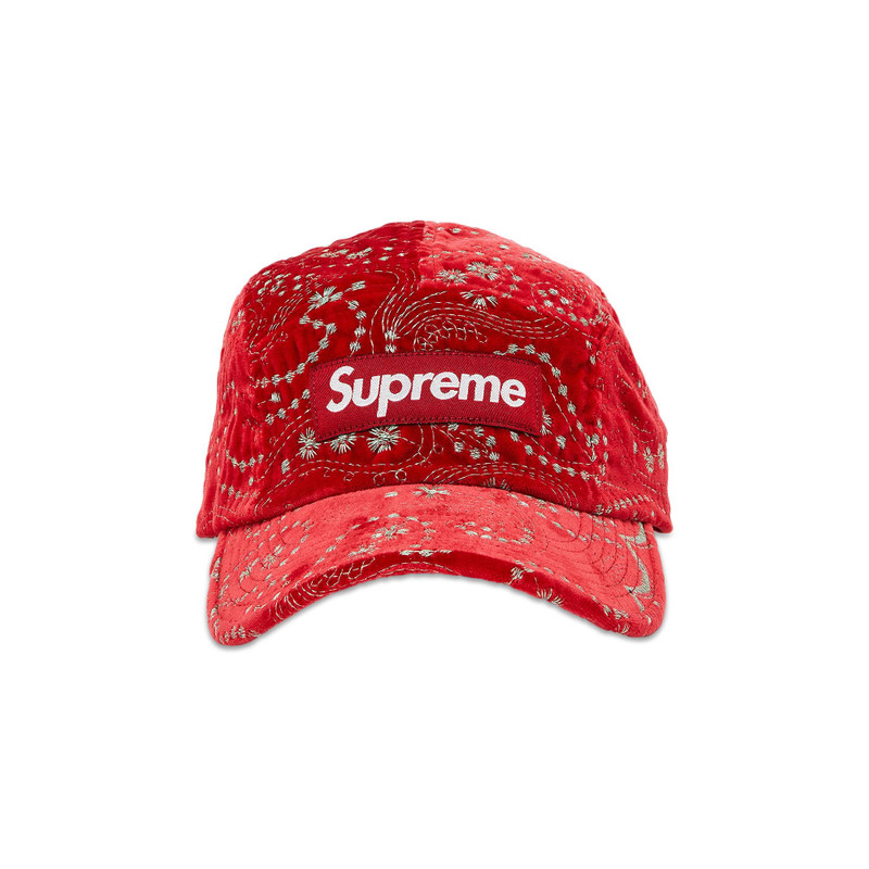 Supreme Velvet Paisley Camp Cap 'Red' - 1