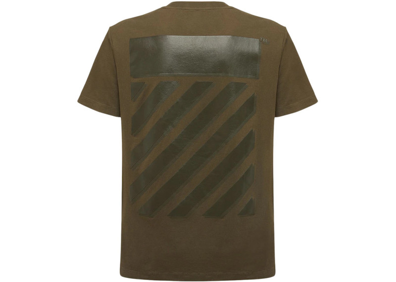 Off-White OFF-WHITE Rubber Diagonals Slim Fit T-Shirt Army Green outlook