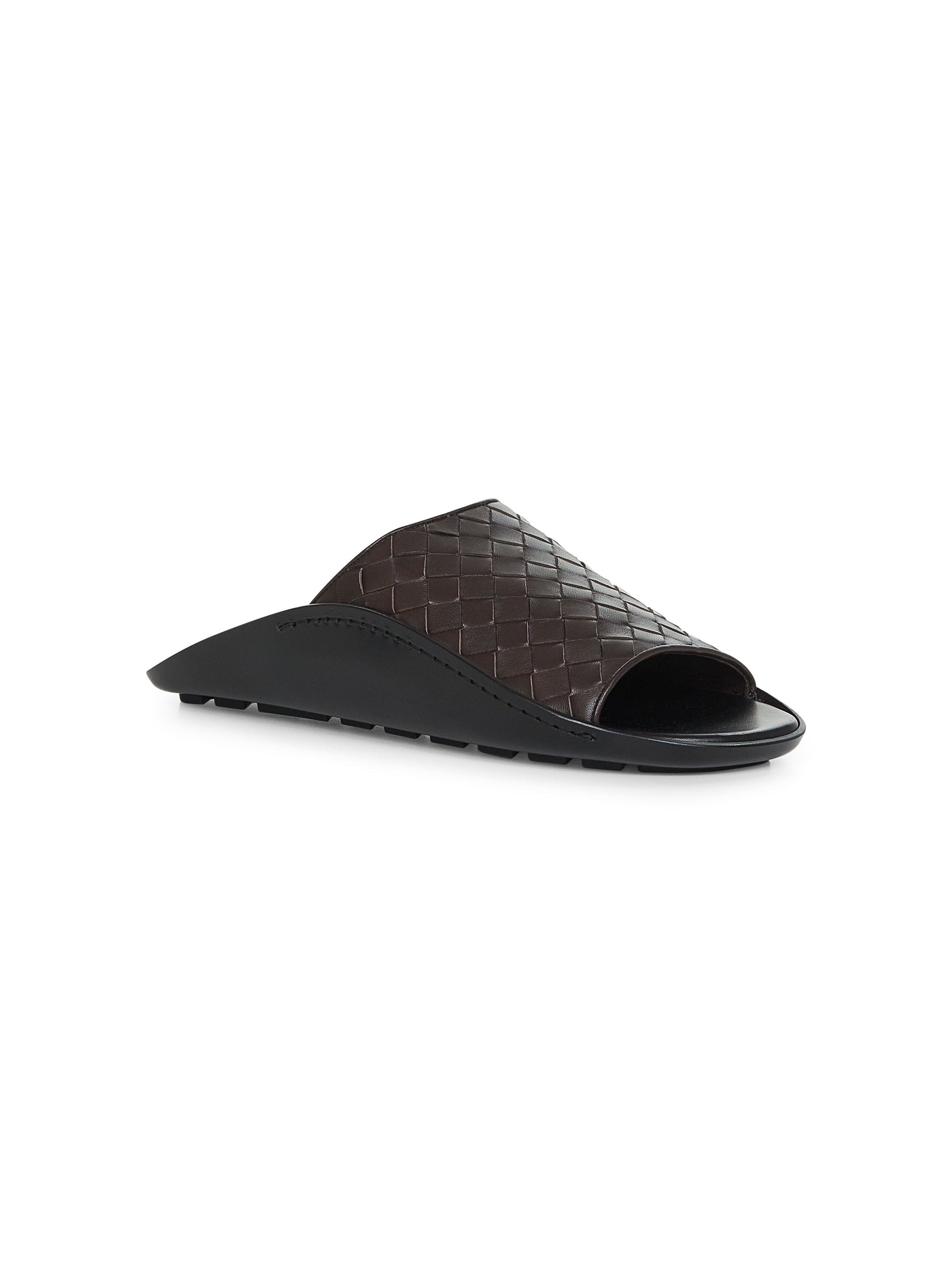 Bottega Veneta Men Brown Intrecciato Leather Wave Mule - 2
