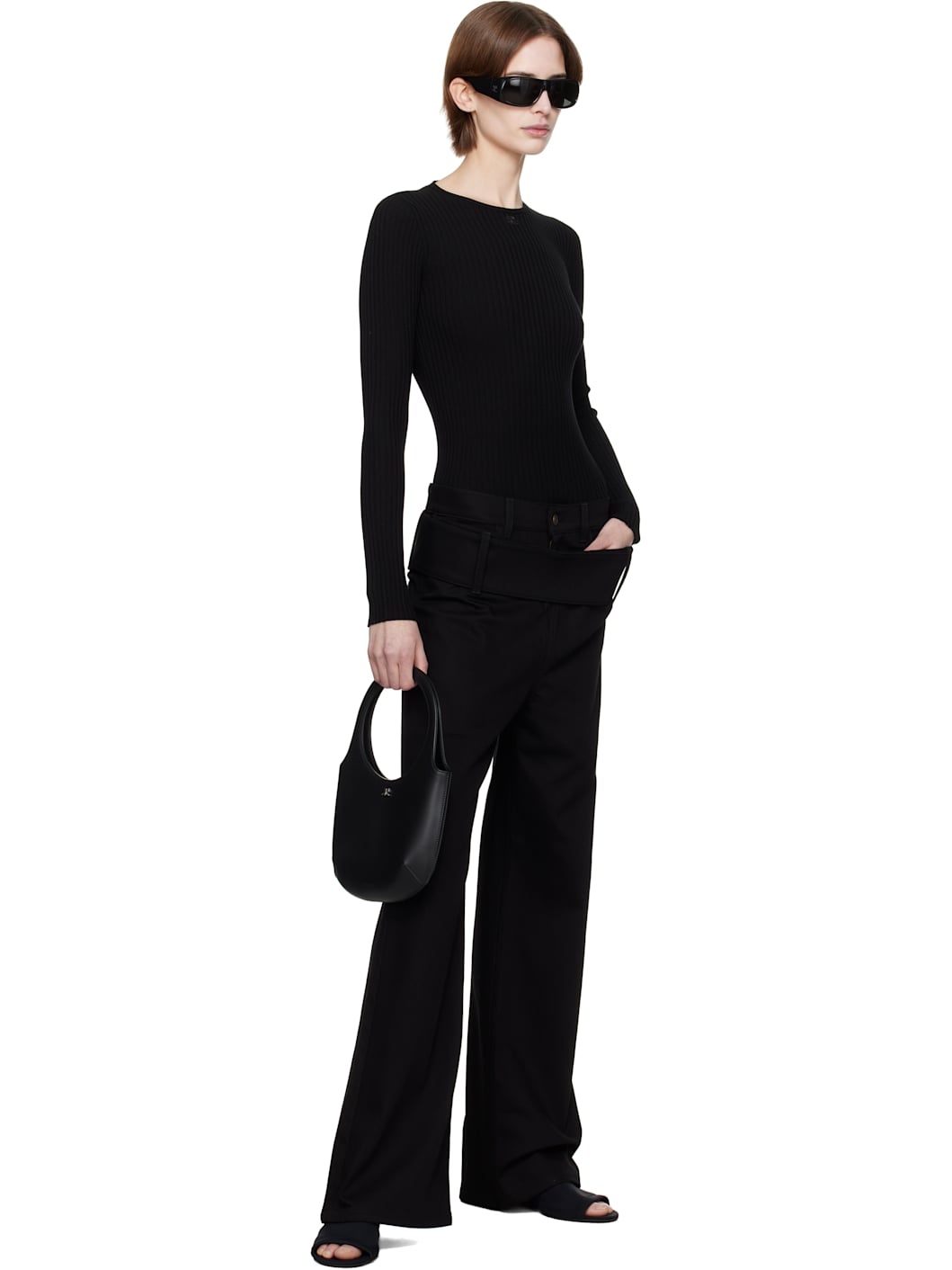 Black Double Belt Jeans - 4