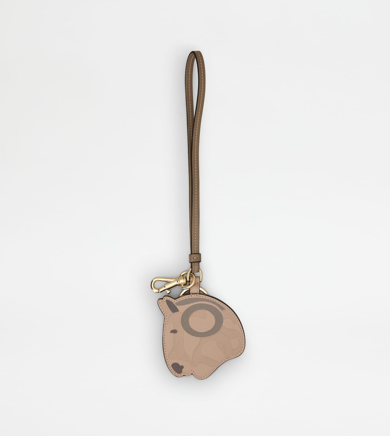 PENDANT IN LEATHER - PINK, GREY 1