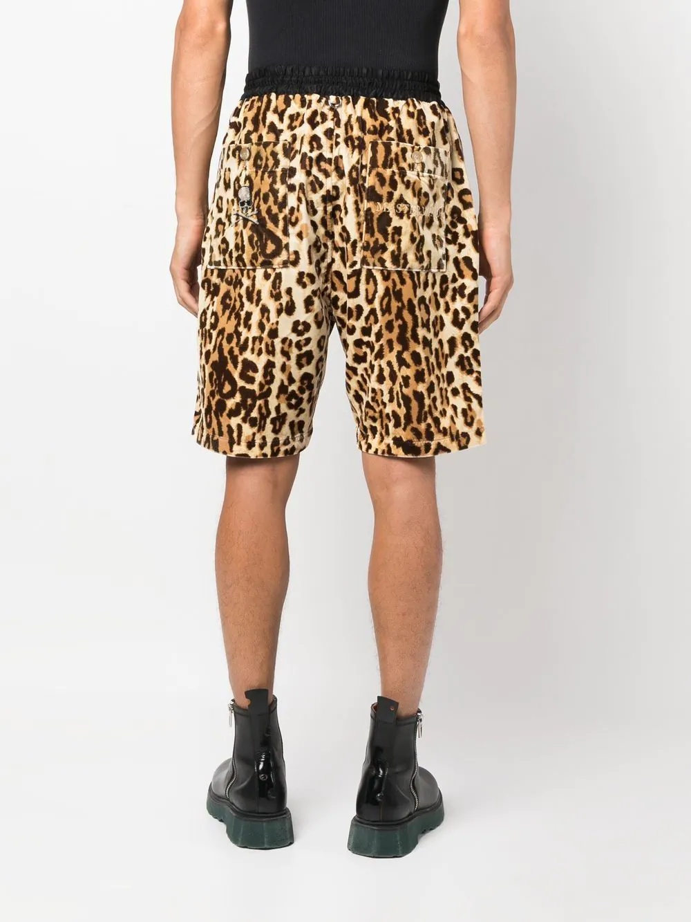 leopard-print track shorts - 4