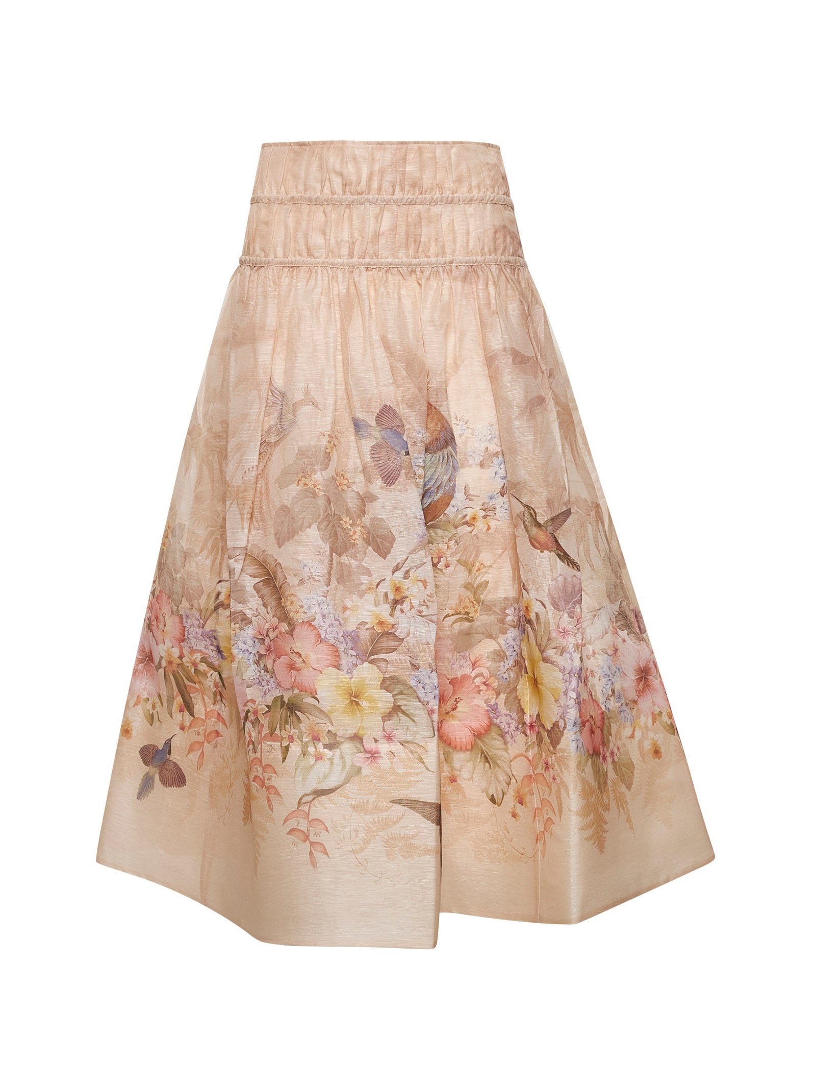Ivory linen and silk Drawn Illuminate midi skirt - 1