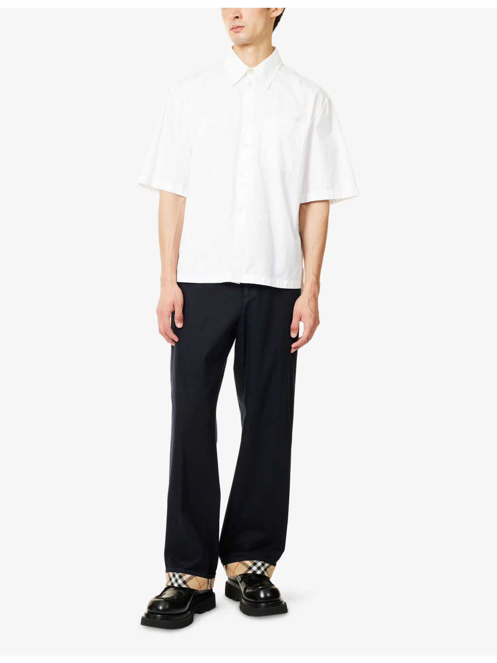 Checked-Print Relaxed-Fit Cotton Trousers - 2