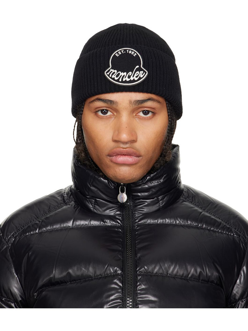 Black Virgin Wool Beanie 1