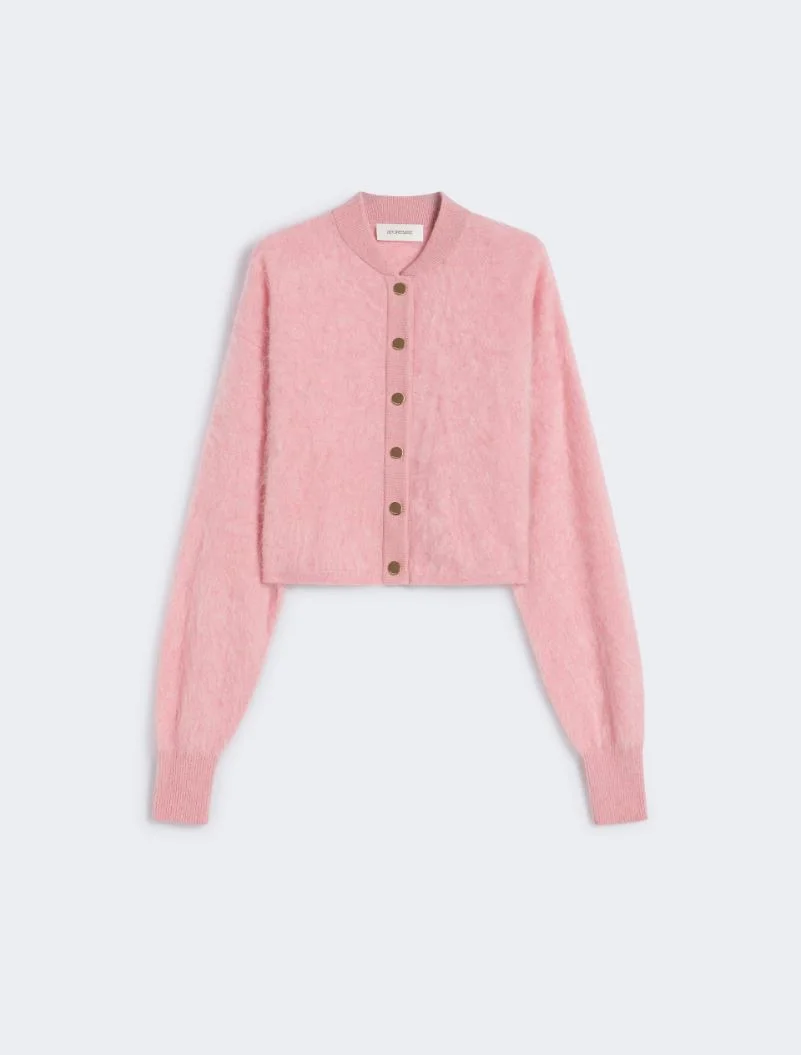 Boxy-fit cashmere bomber jacket - PINK - 1