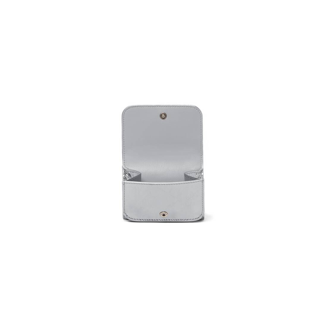 Women's Le Cagole Mini Wallet Metallized in Silver - 2