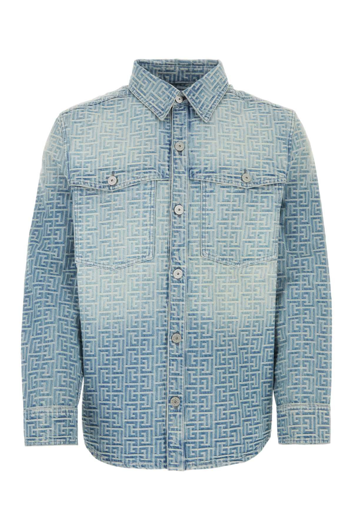 Balmain Men Embroidered Denim Shirt - 1