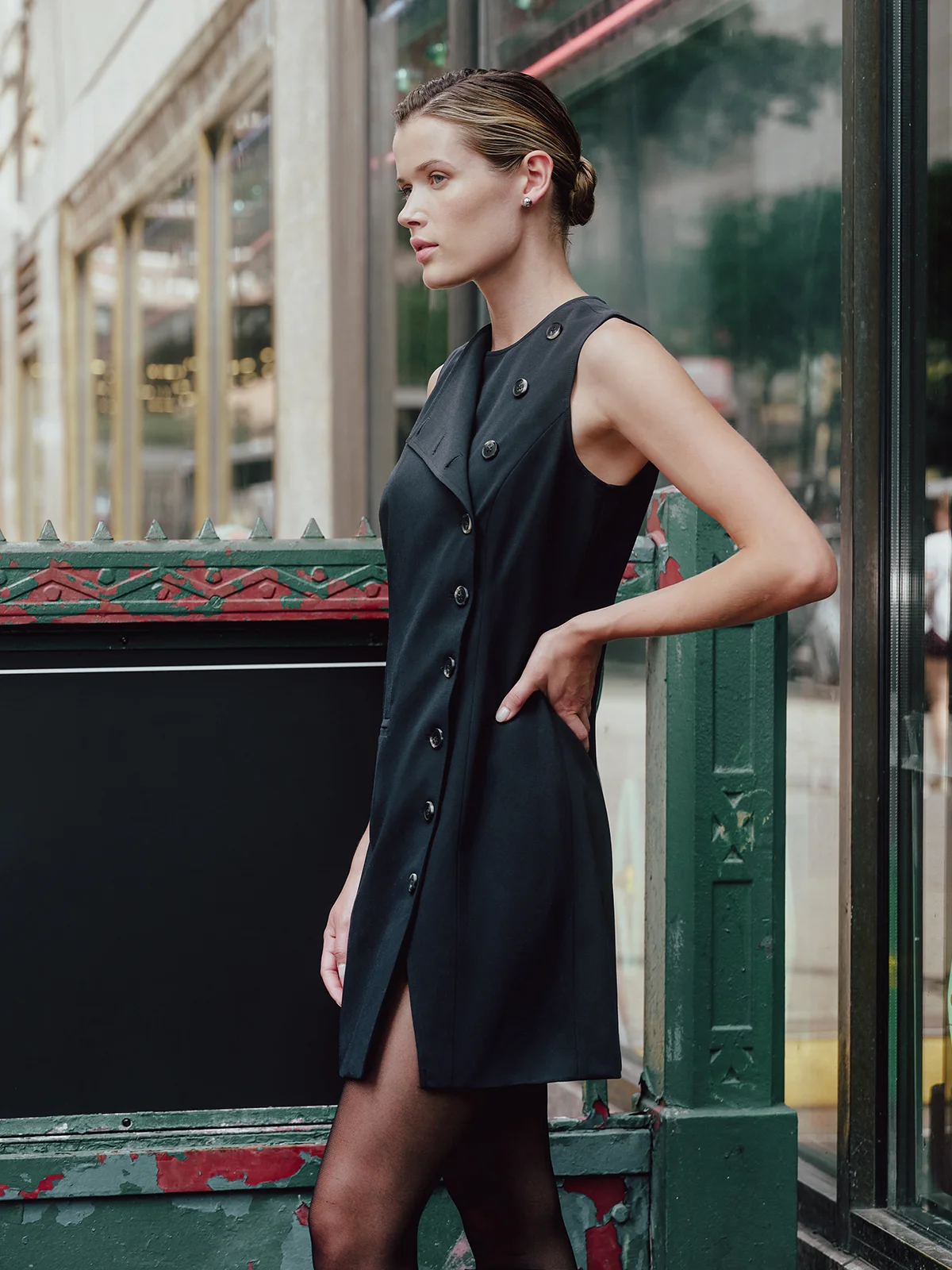 525 X DL10C: Mott Button-Front Mini Dress - 1