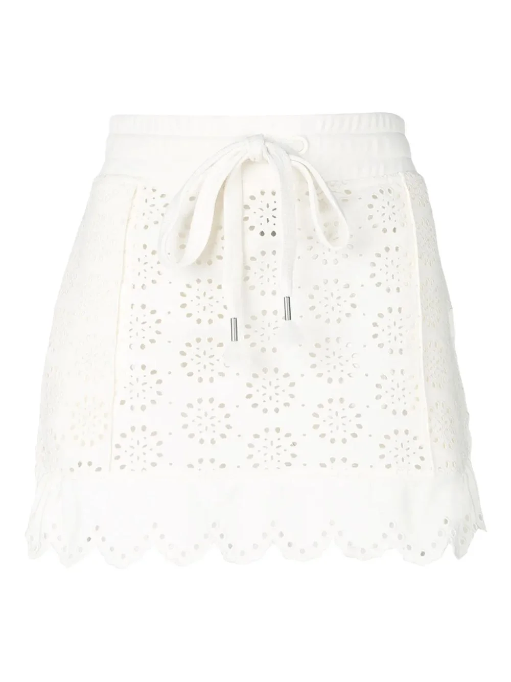 scalloped drawstring mini skirt - 1