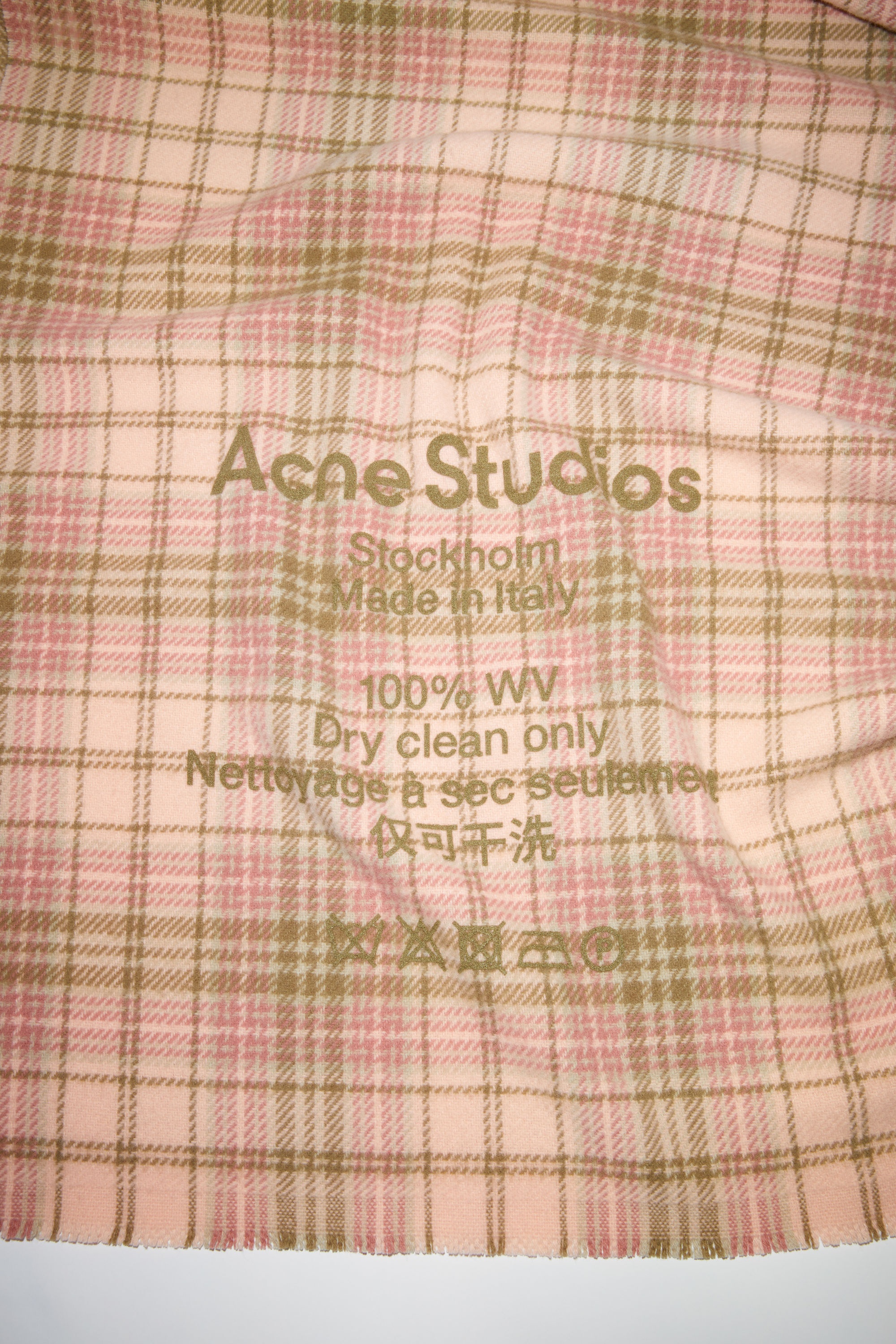 Tartan check scarf - Pink/khaki green 4