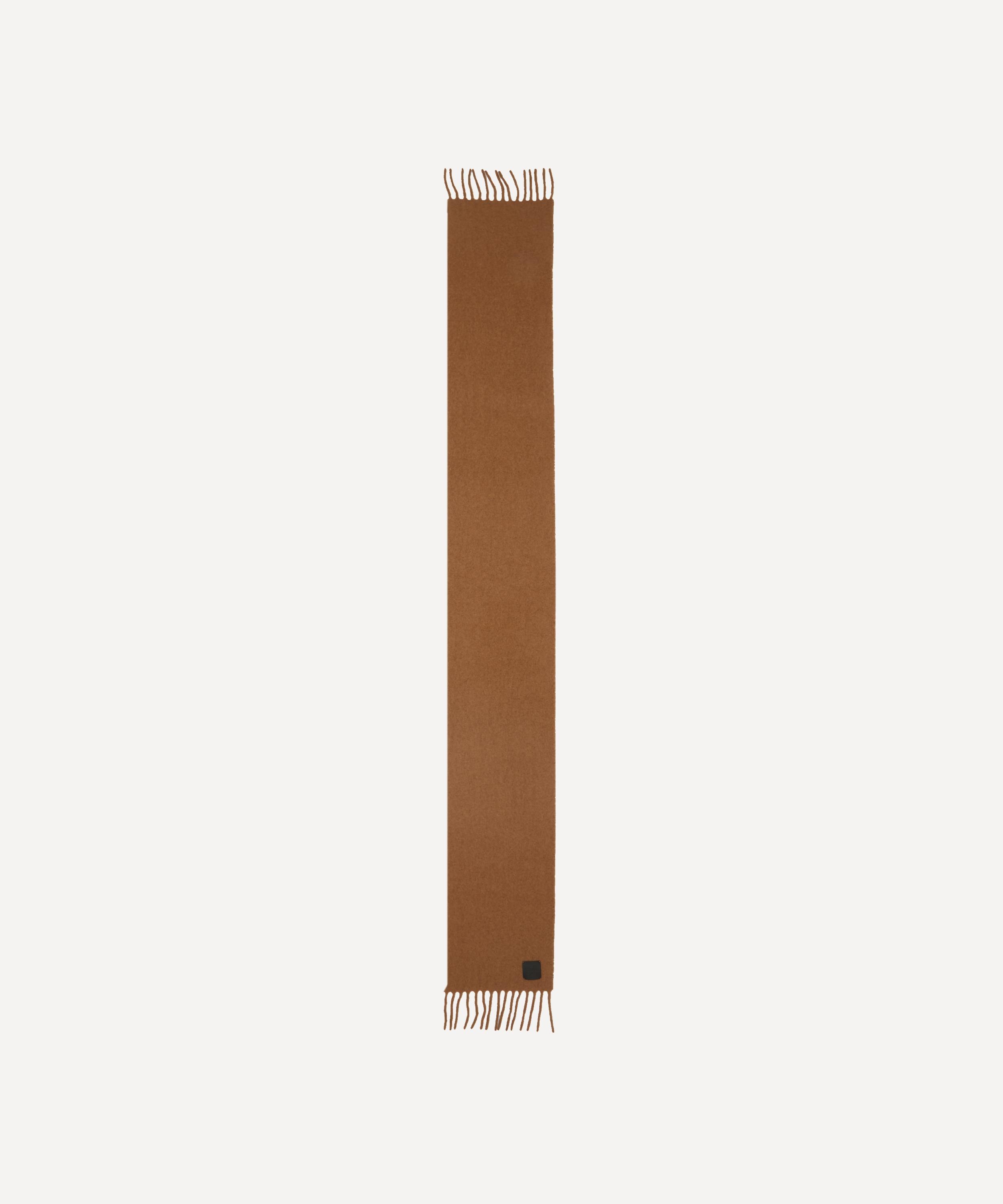 Fringed Leather Patch Scarf - 2