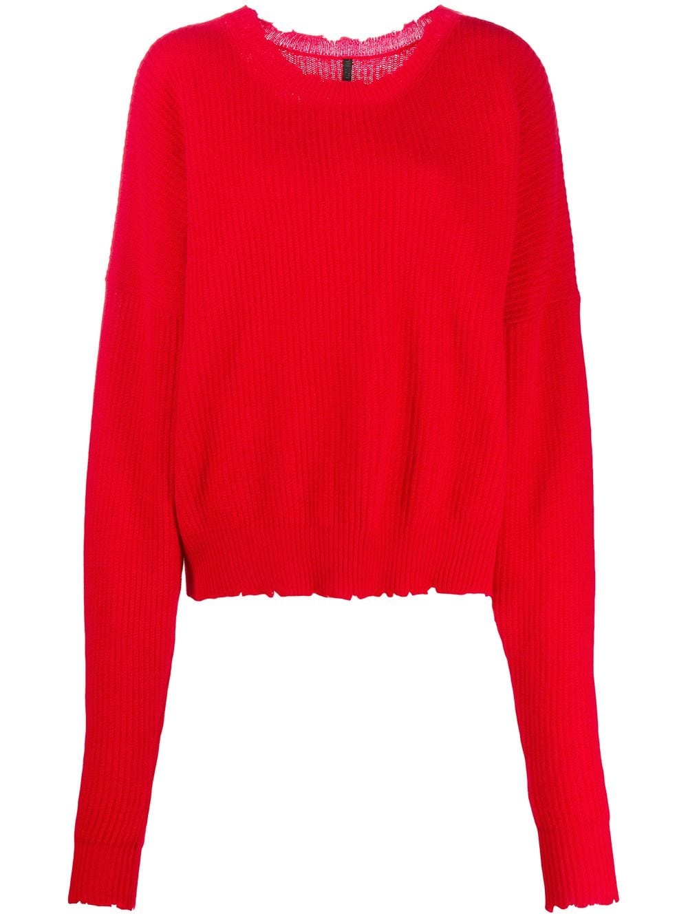 distressed-edge ribbed jumper - 1