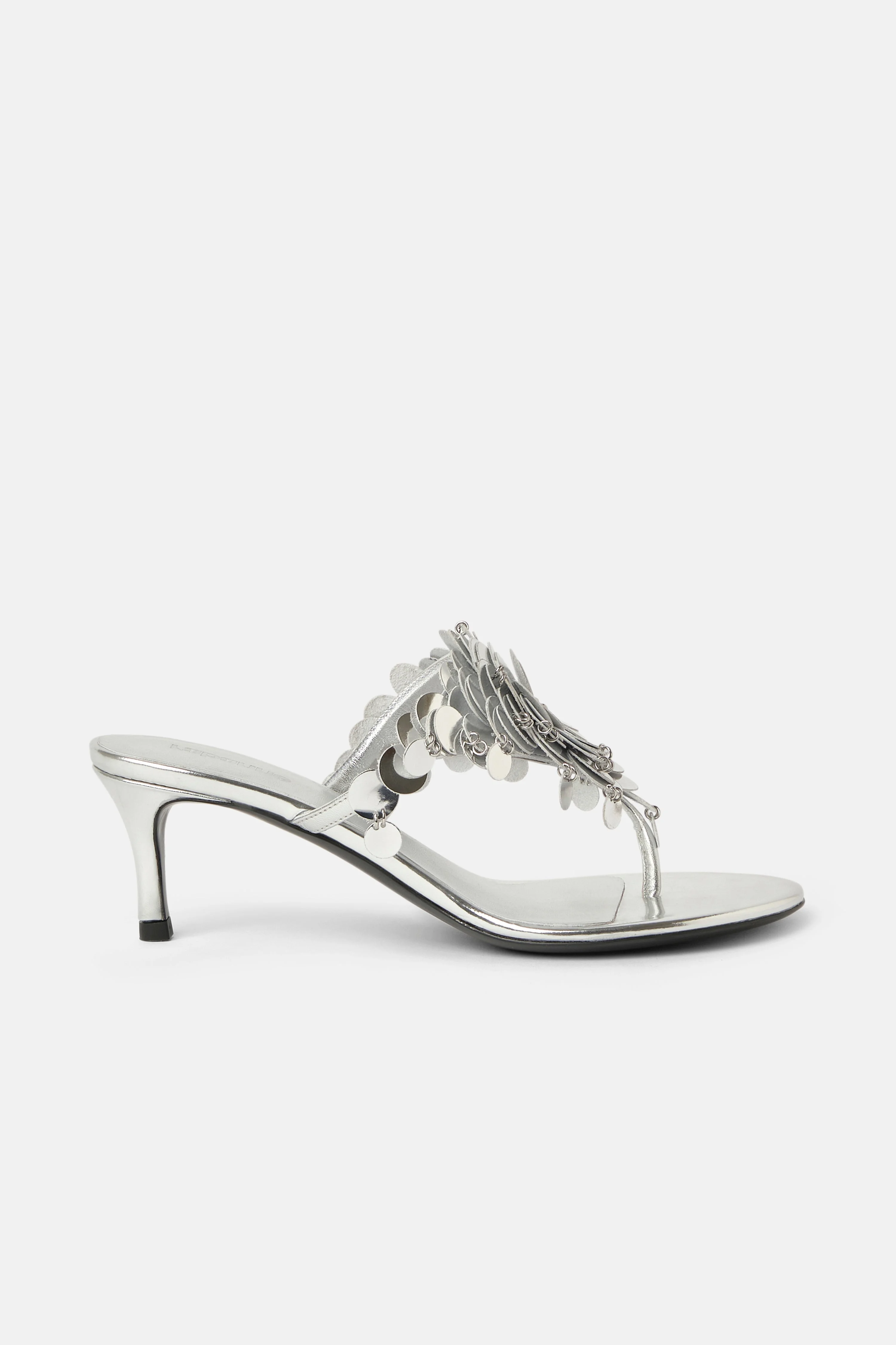 KITTEN HEEL SANDALS IN SILVER WITH SEQUINS EMBELLISHMENTS - 1