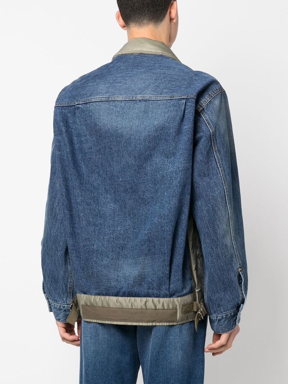 contrasting-collar denim jacket - 4