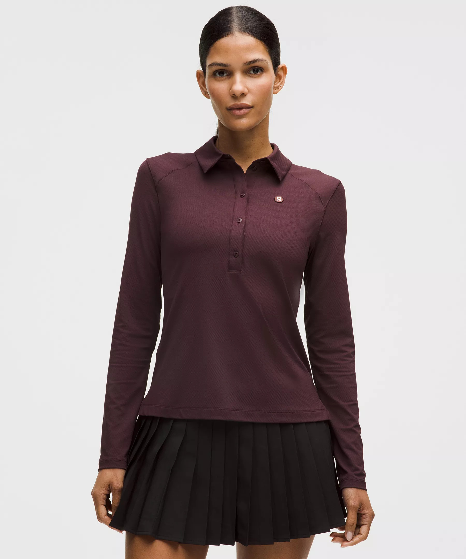 Quick-Dry Long-Sleeve Polo Shirt *Straight Hem - 1