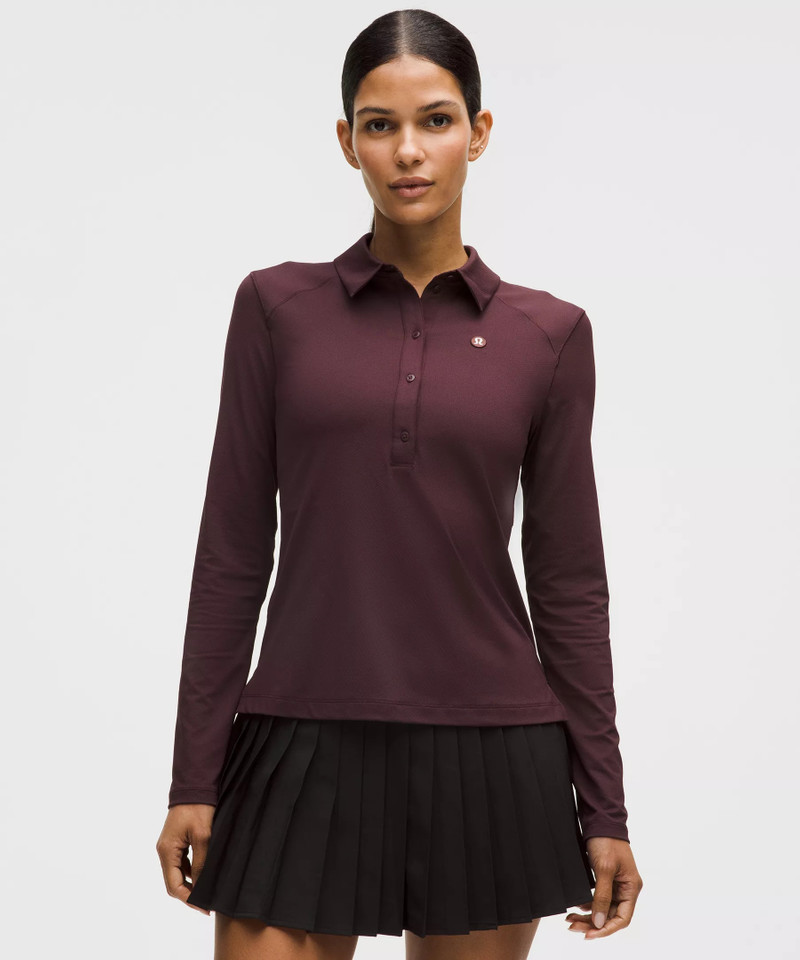 Quick-Dry Long-Sleeve Polo Shirt *Straight Hem 1