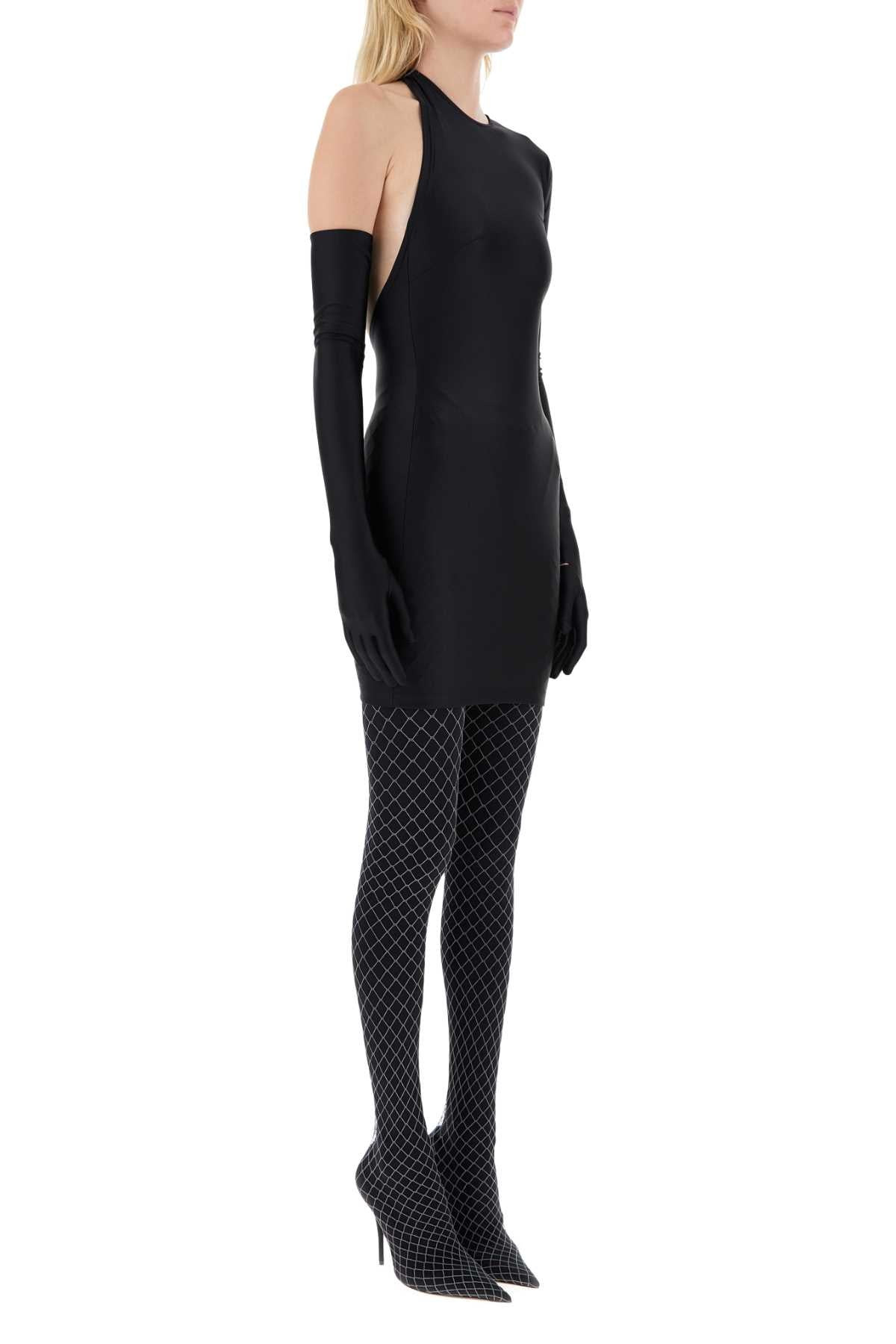 Balenciaga Women Black Stretch Nylon Mini Dress - 3