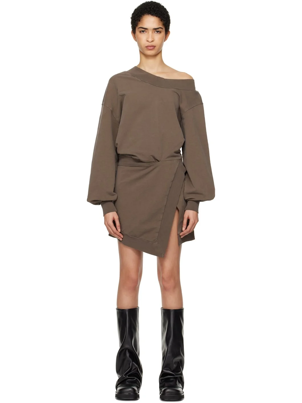 Brown Sweater Minidress - 1