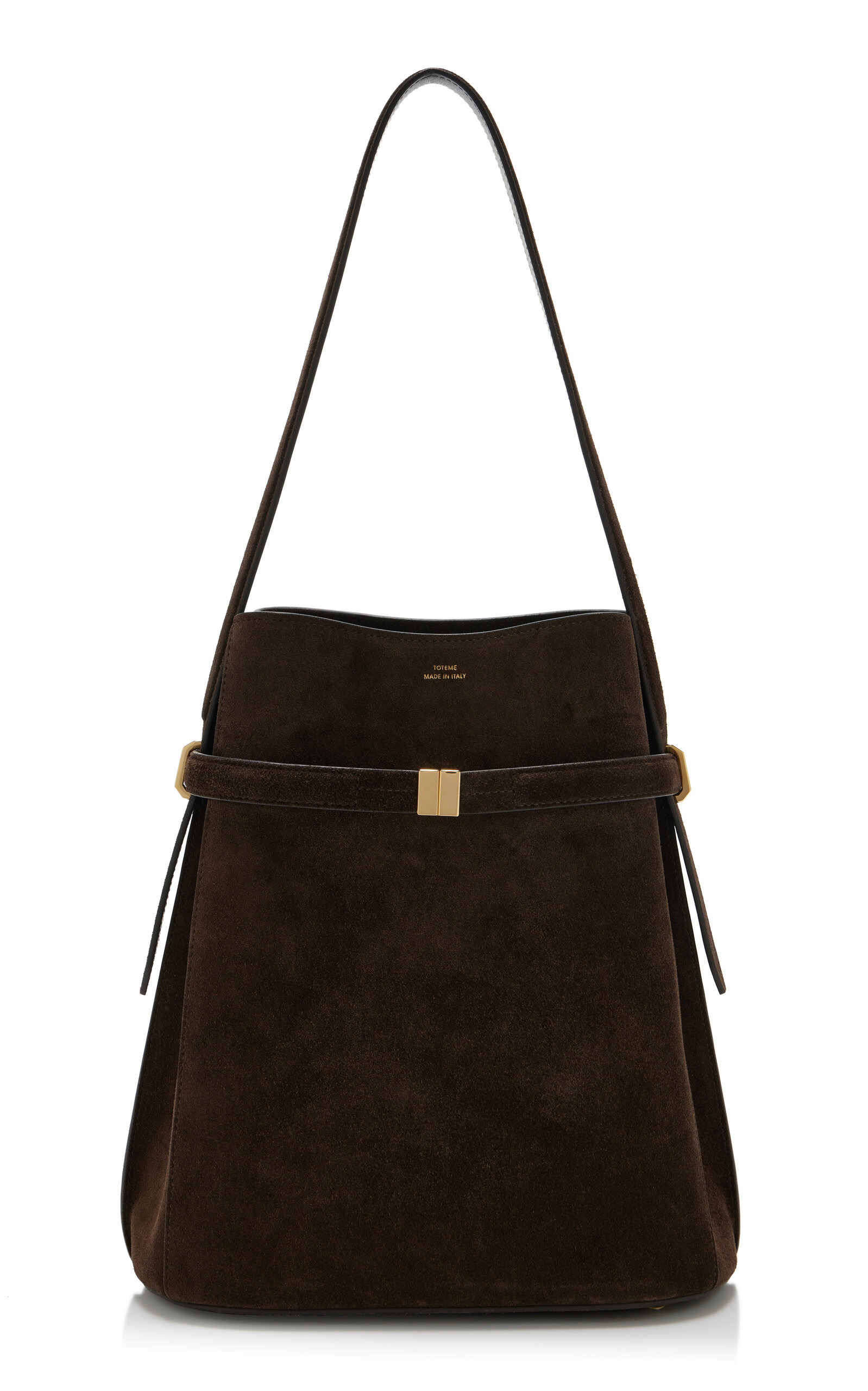 Belted Suede Bucket Bag brown - 1