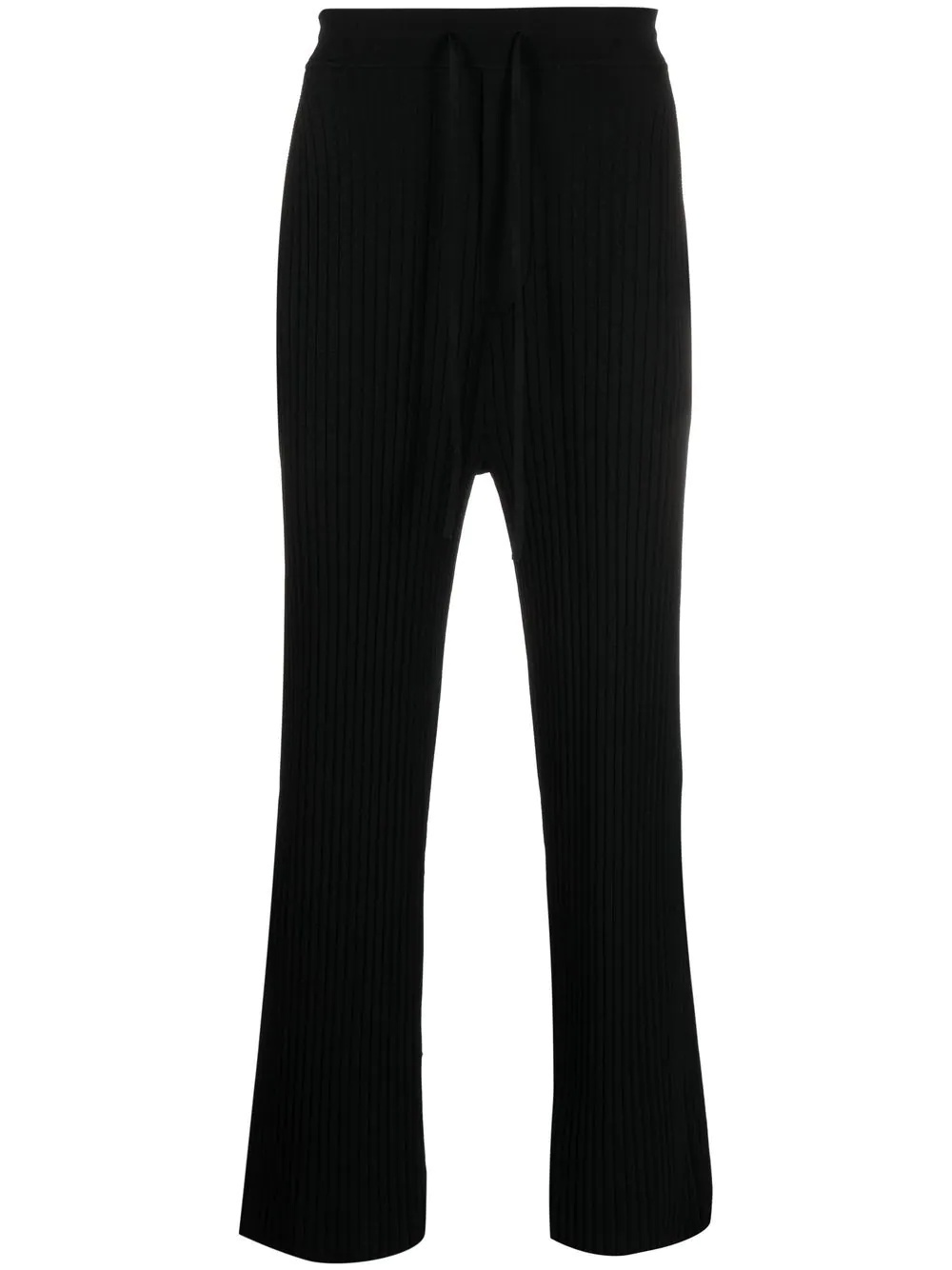 ribbed-knit straight-leg trousers - 1