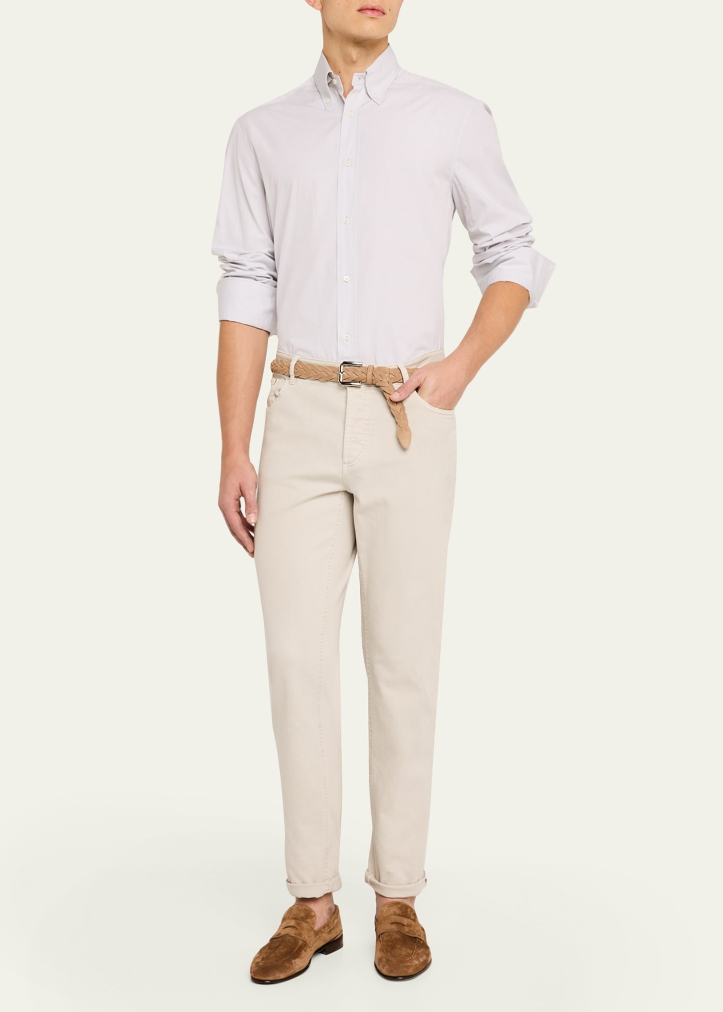 Men's Cotton Canvas Button-Collar Dress Shirt - 2