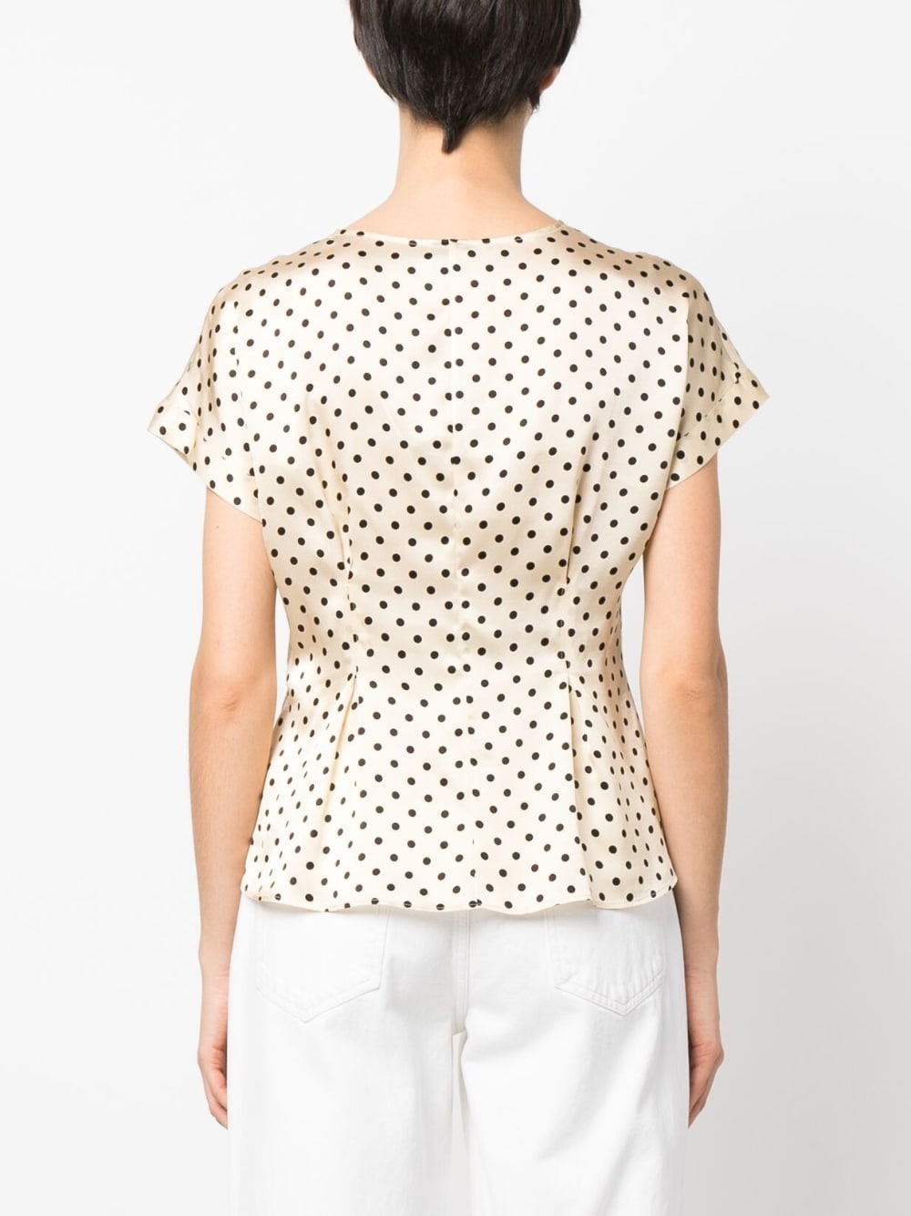 polka-dot flared silk blouse - 4