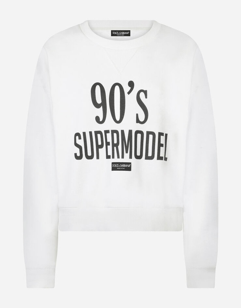Jersey sweatshirt with 90’s supermodel print 1