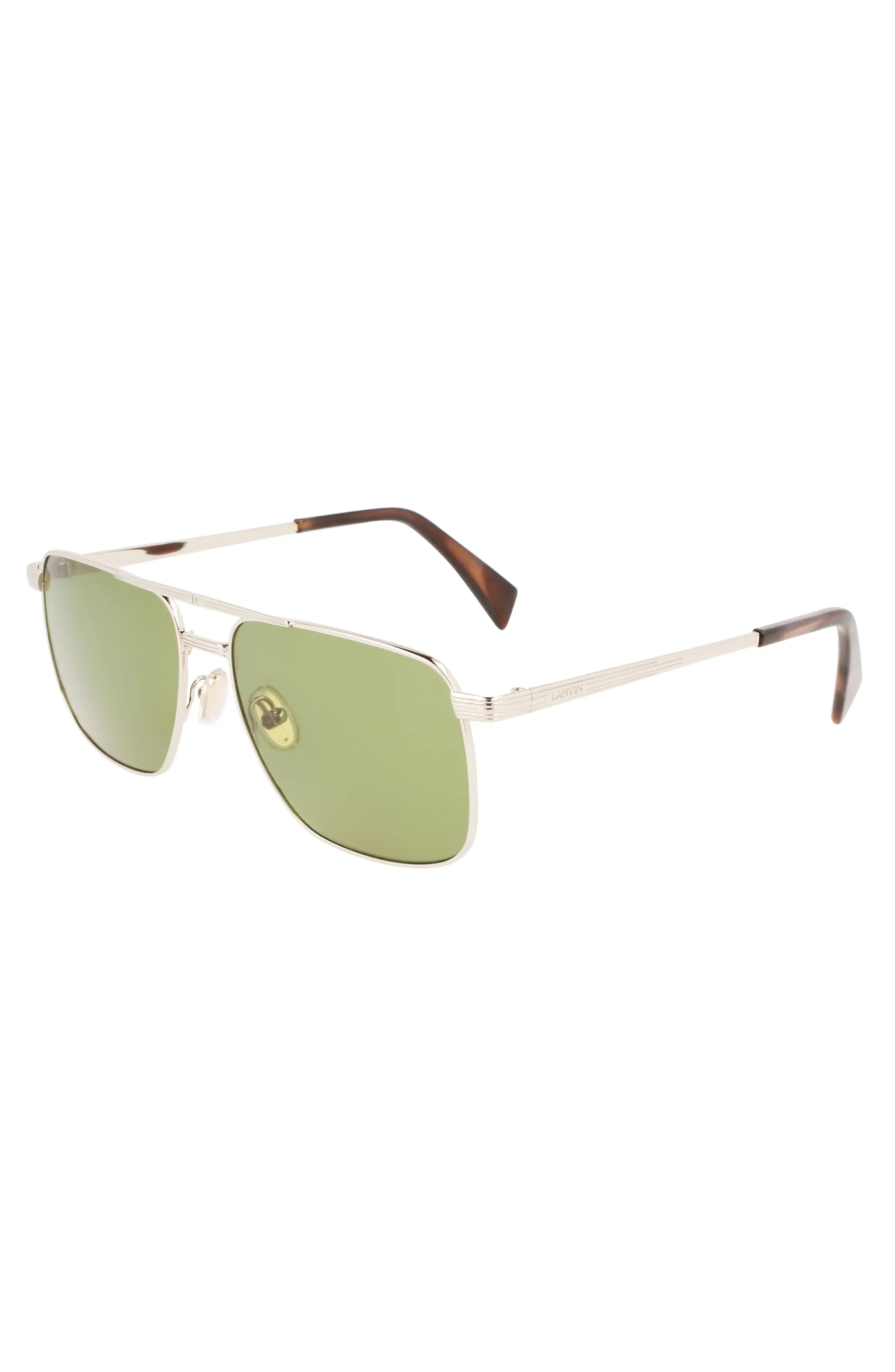 JL 58mm Rectangular Sunglasses in Gold /Green - 2
