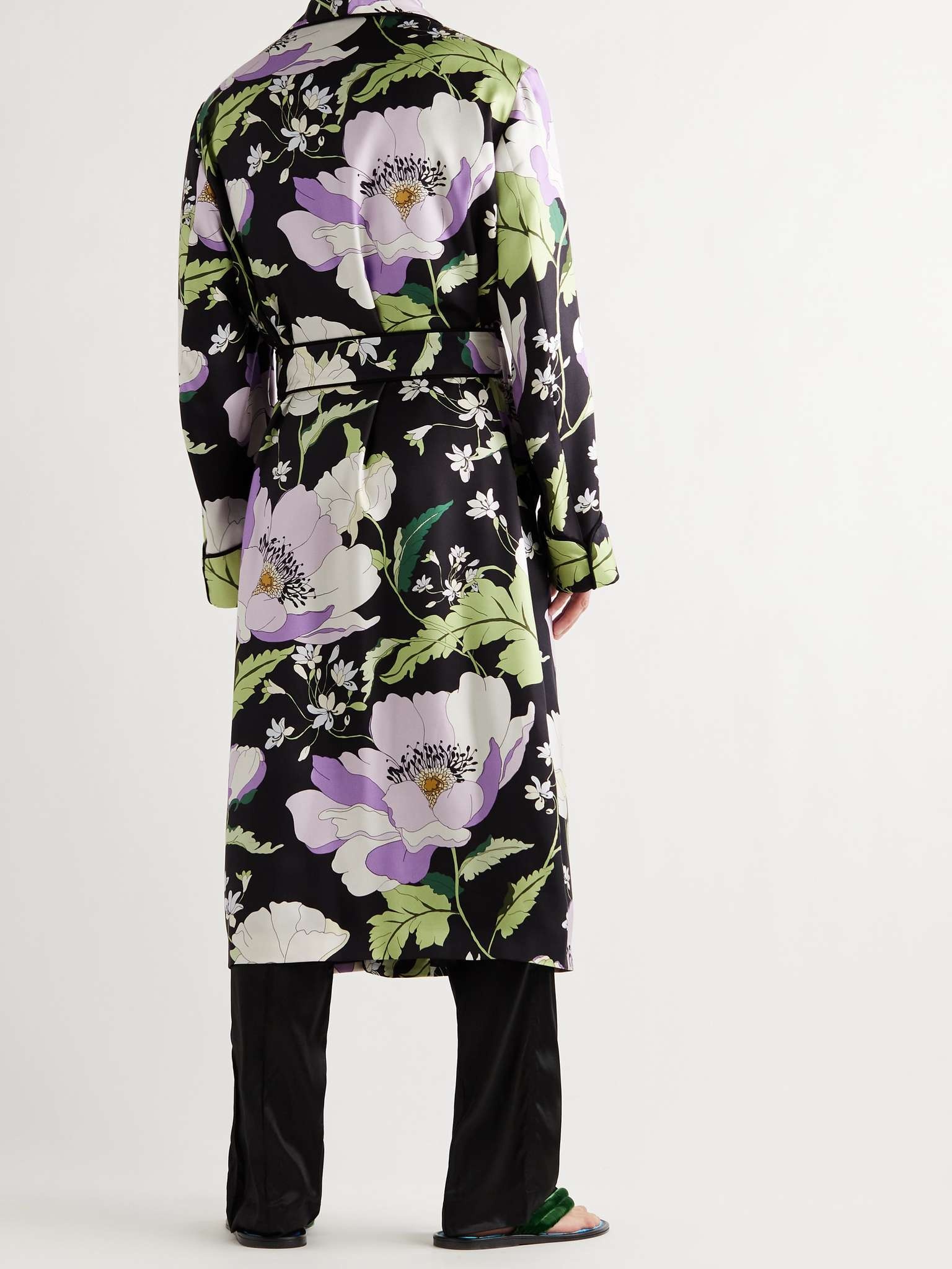 Tasselled Piped Floral-Print Silk-Twill Robe - 3