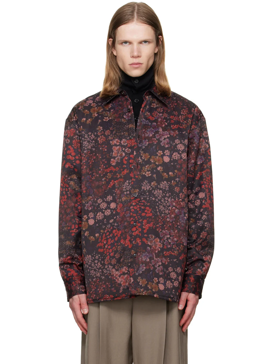 Purple Padded Floral Overshirt - 1