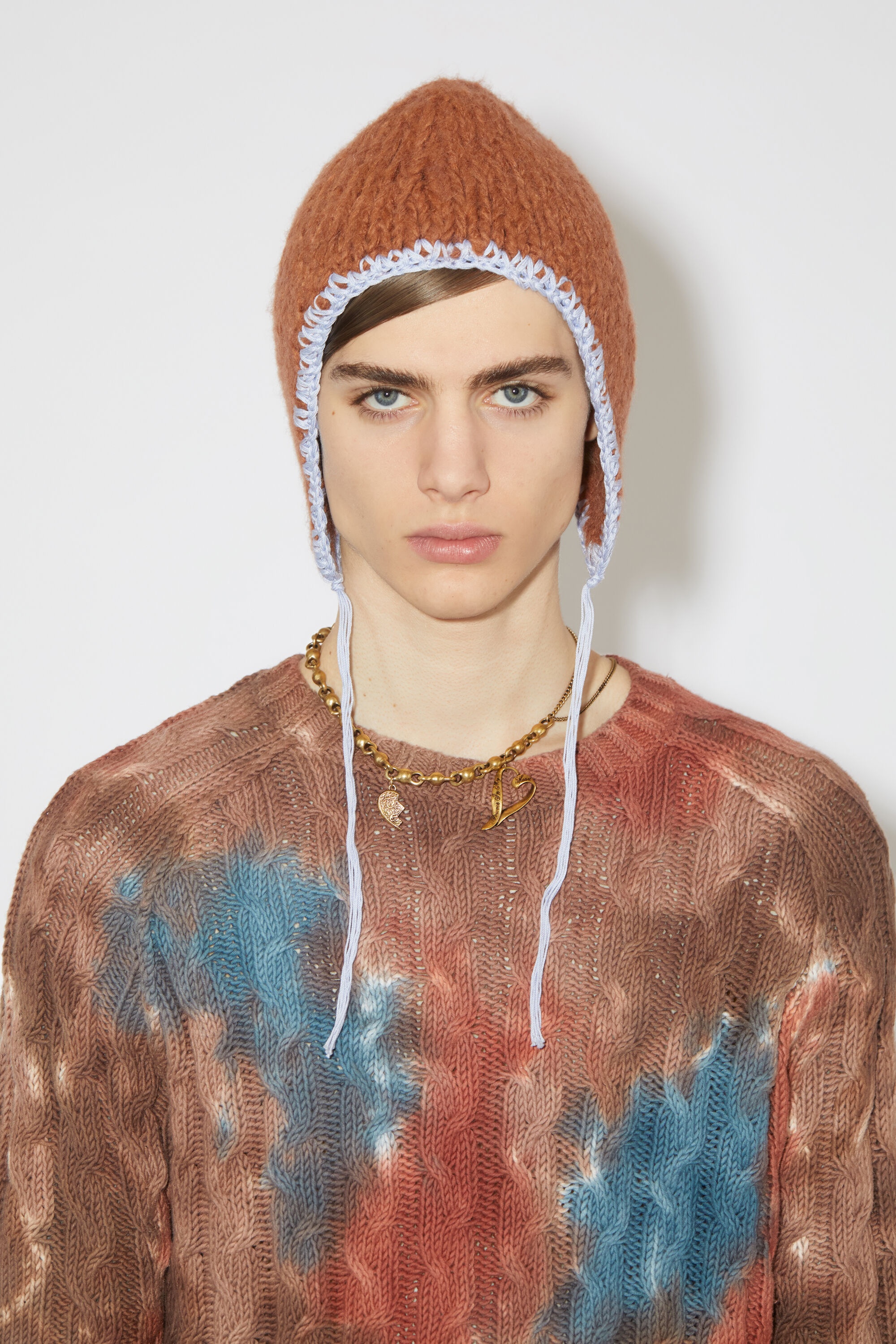 Tie-dye cable-knit jumper - Rust brown/blue - 4