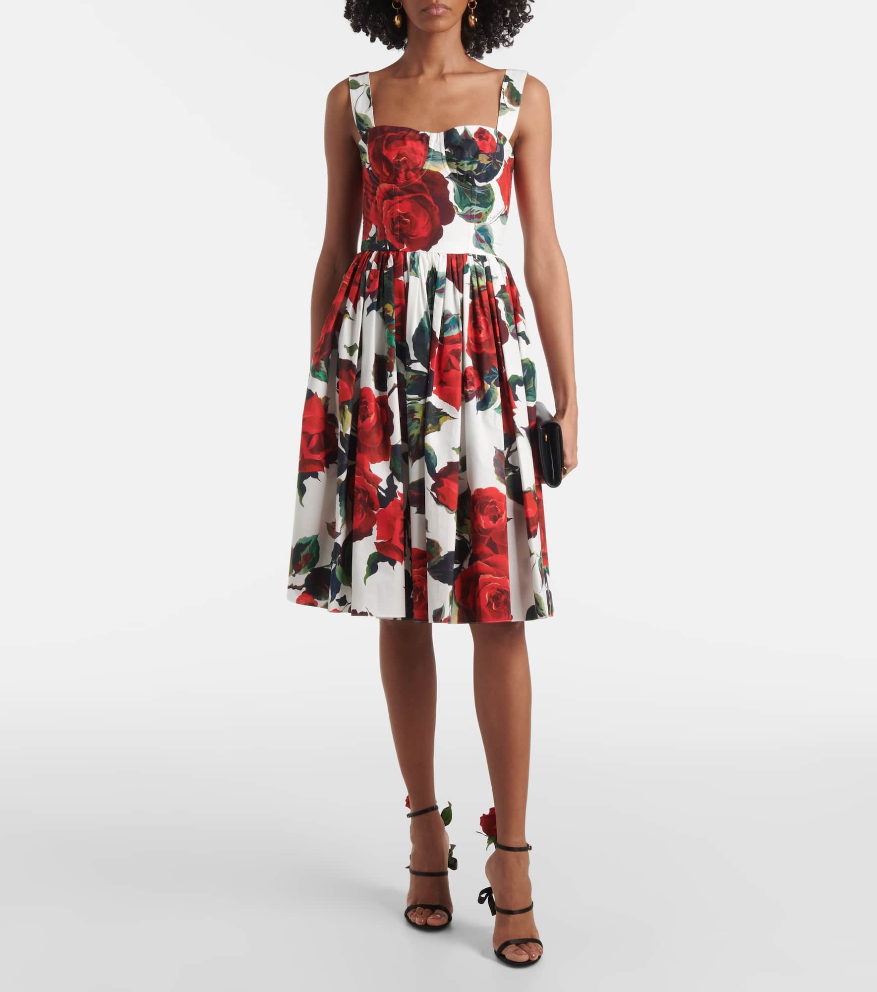 Floral cotton poplin midi dress - 2