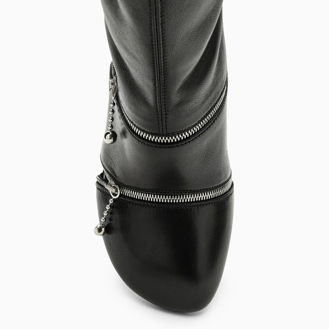 Burberry Black Leather Peep Boot With Zips - 3