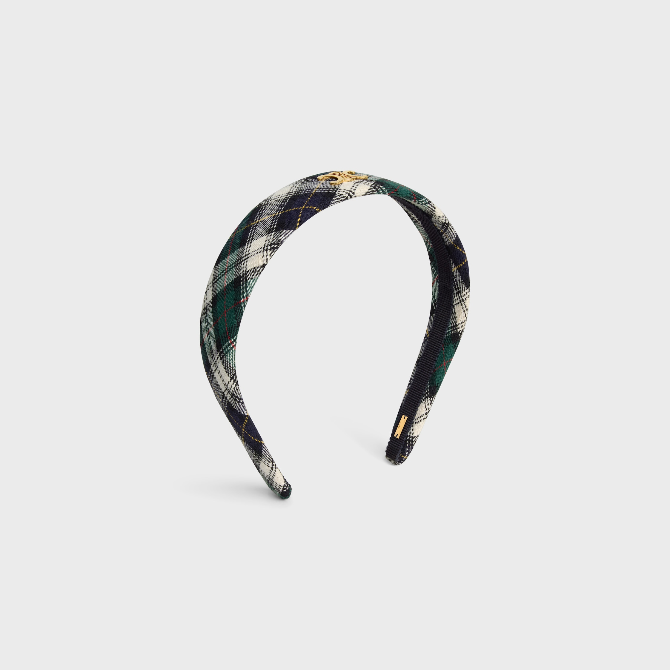 Celine Tartan Headband in Cotton and Brass with Gold Finish - 2