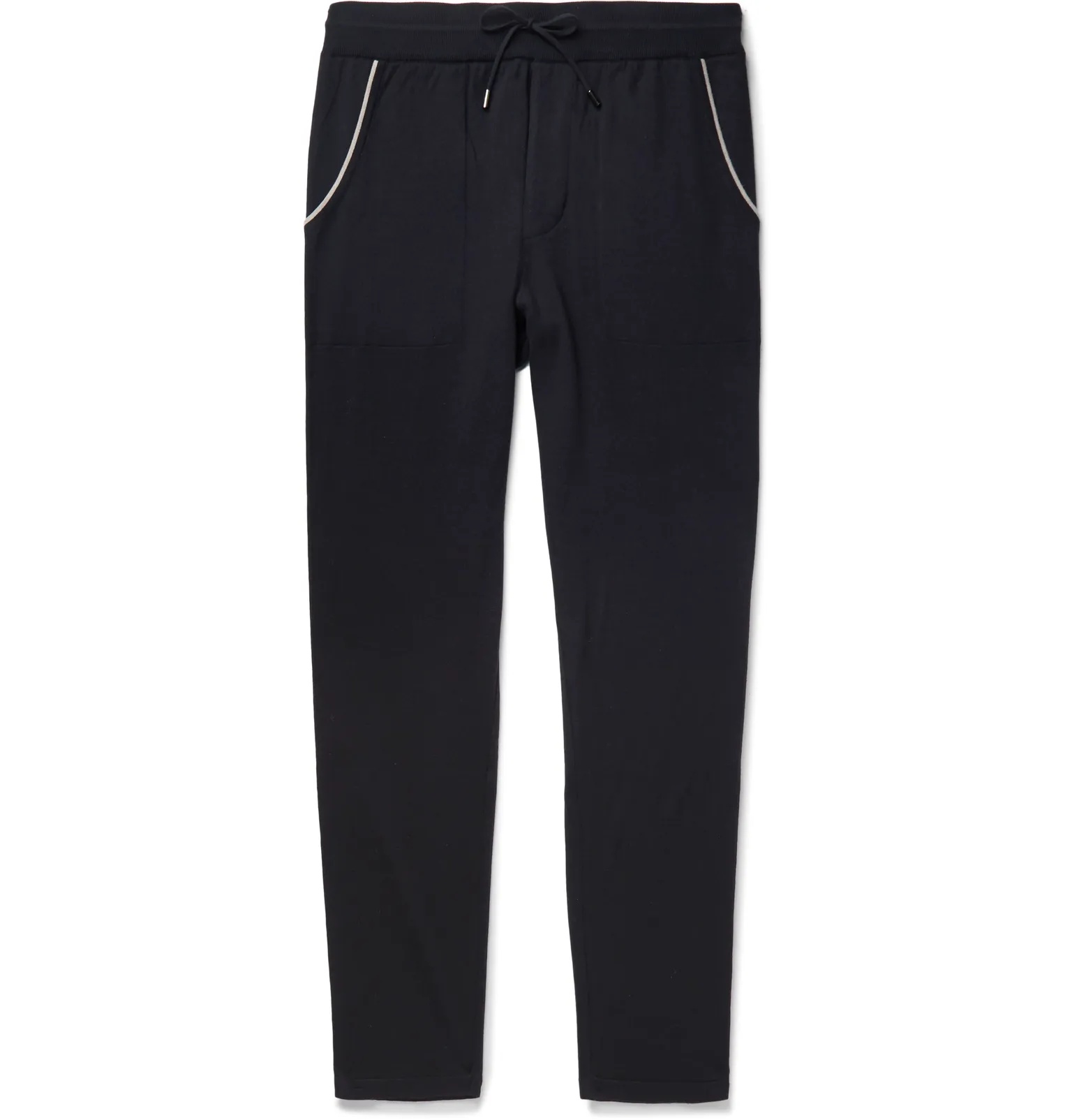 Tapered Piped Cashmere and Cotton-Blend Sweatpants - 1