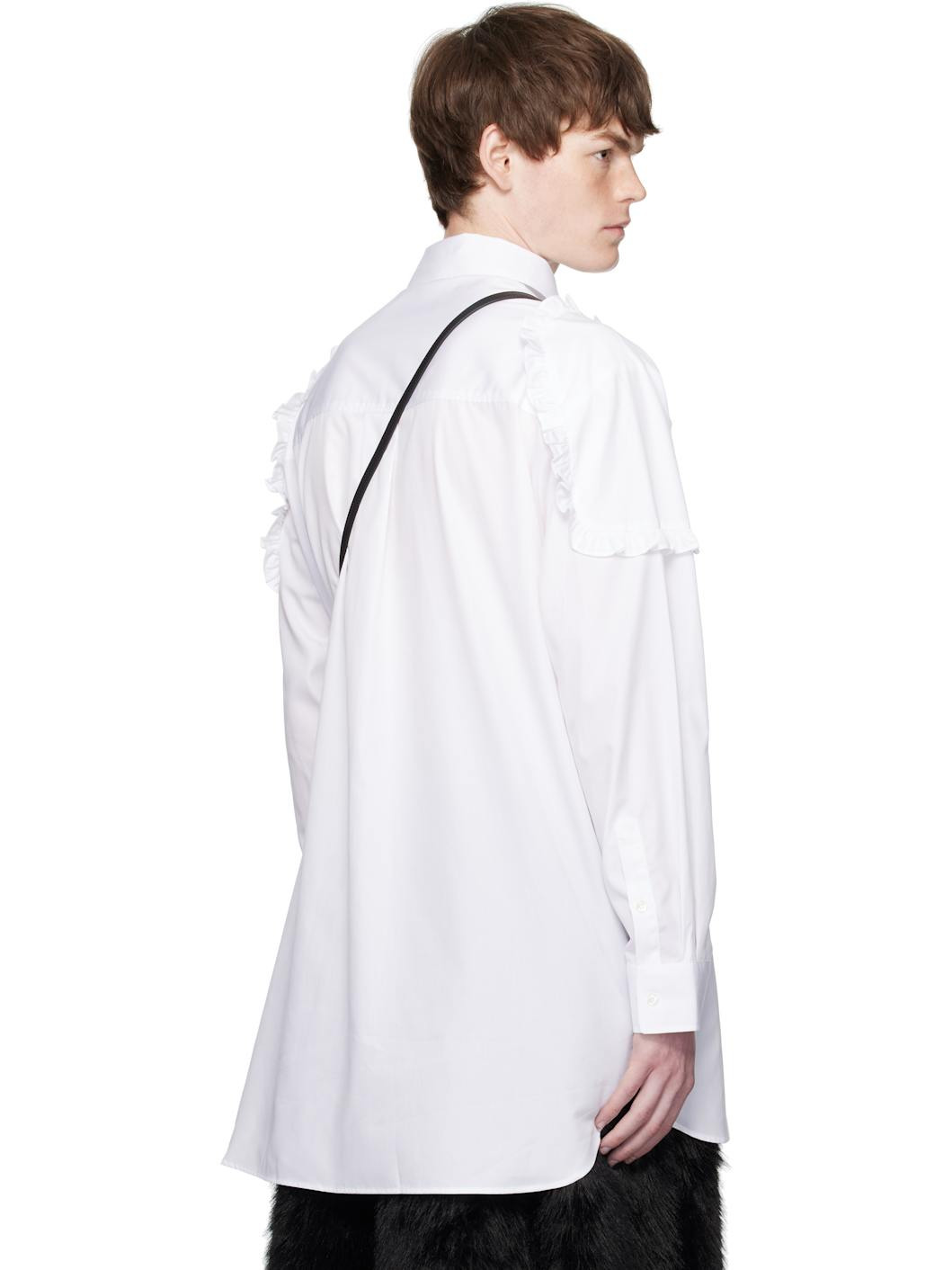 White Ruffle Shoulder Patch Tunic Shirt - 3