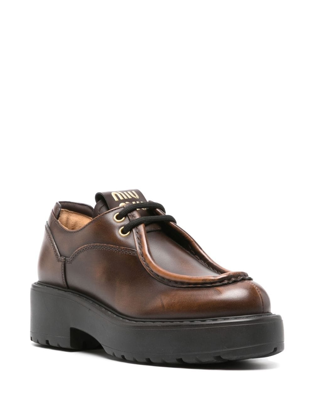 logo-patch leather loafers - 2