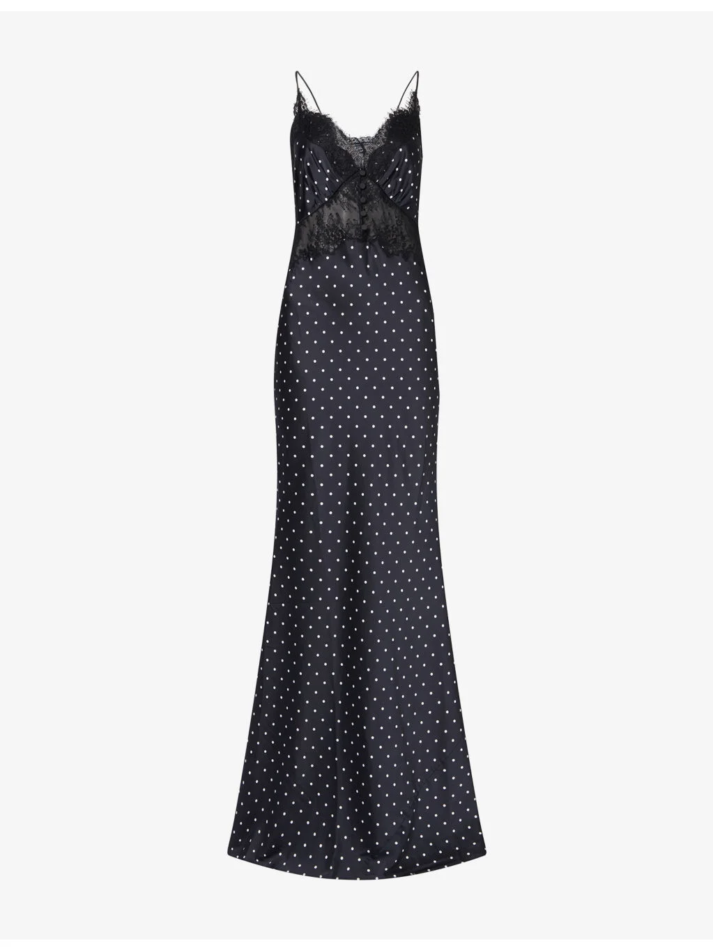 Polka Dot Satin Maxi Dress - 1