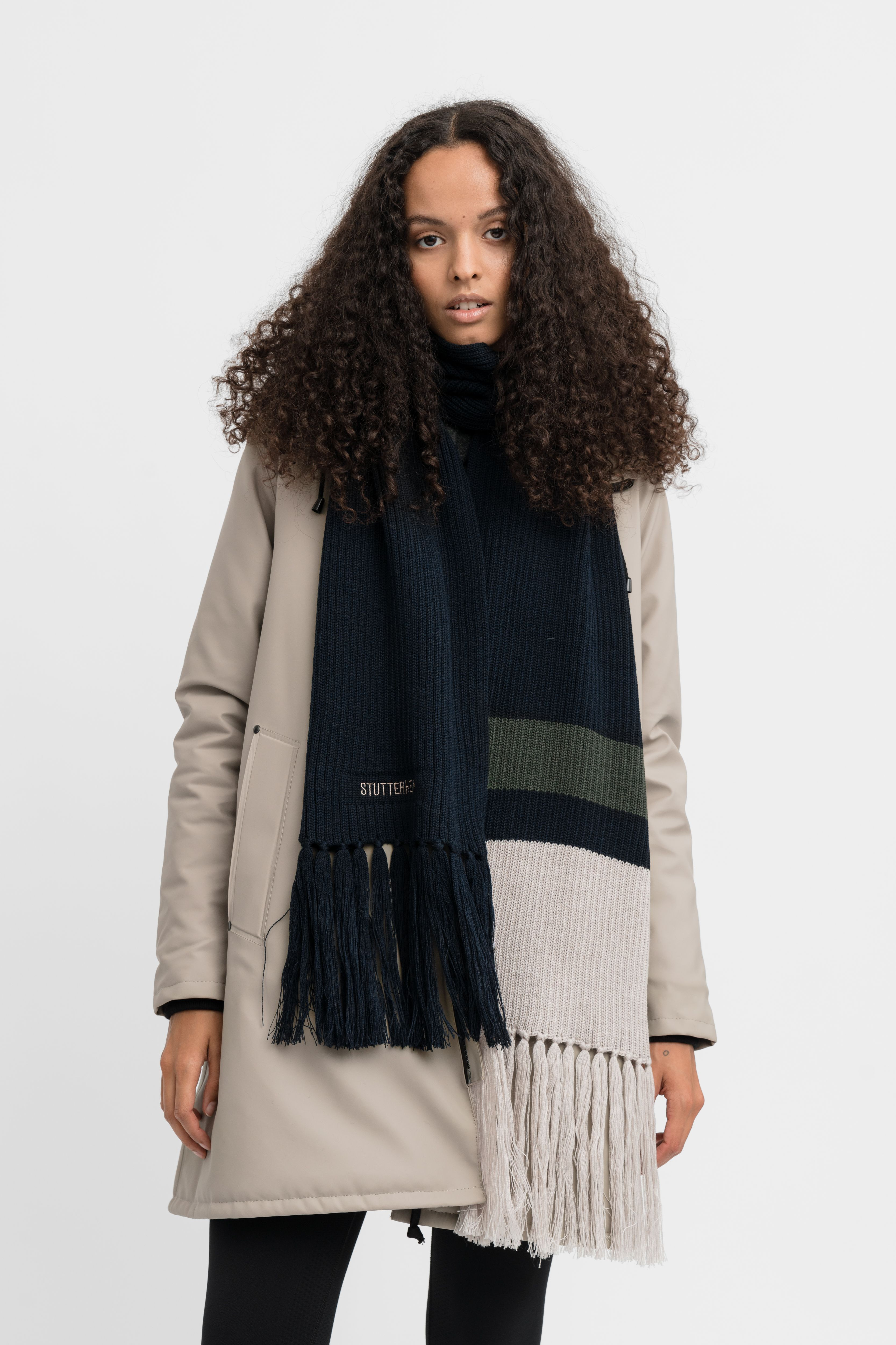 Fringe Scarf Navy - 3