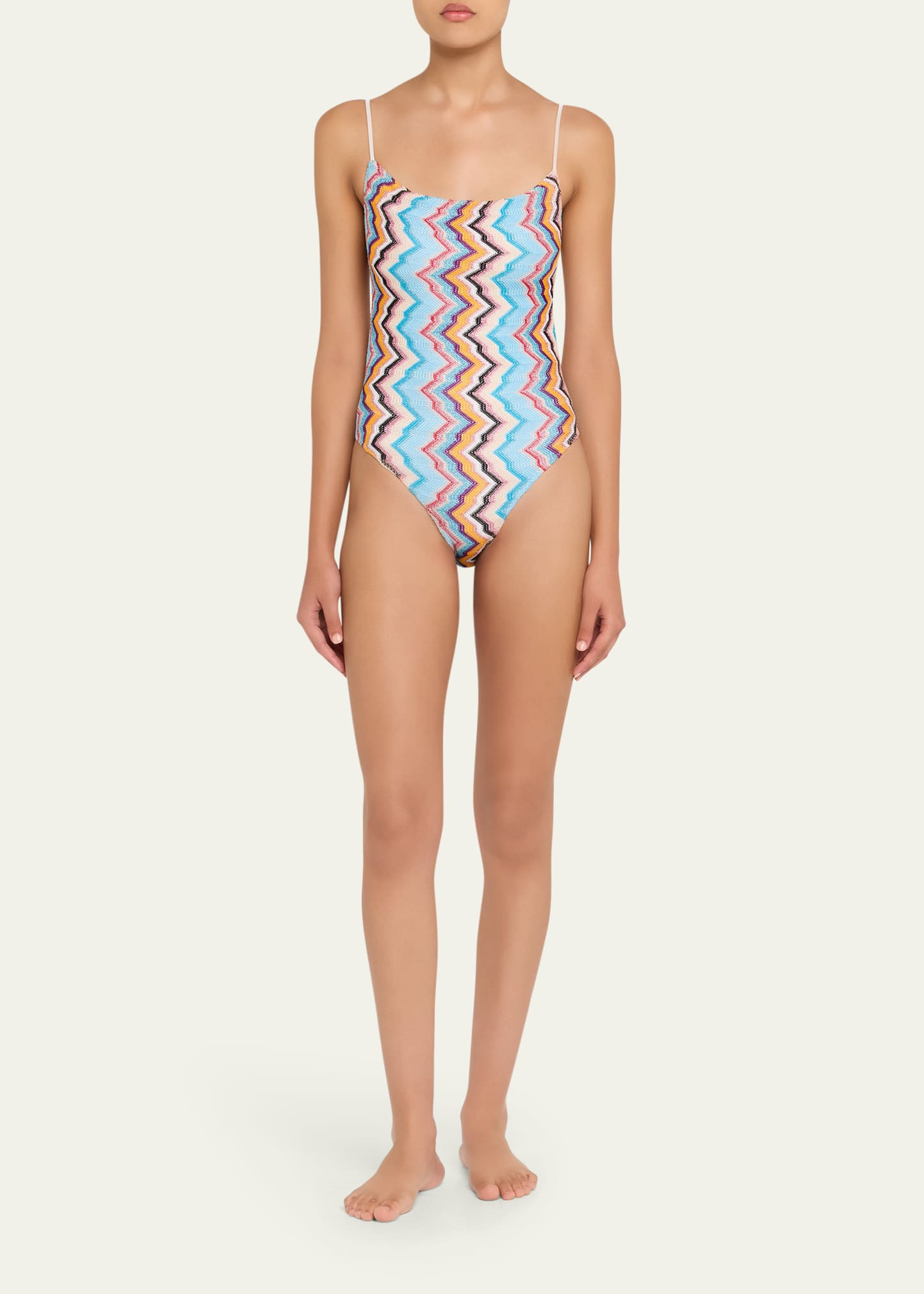 Metallic Zig-Zag One-Piece Swimsuit - 2