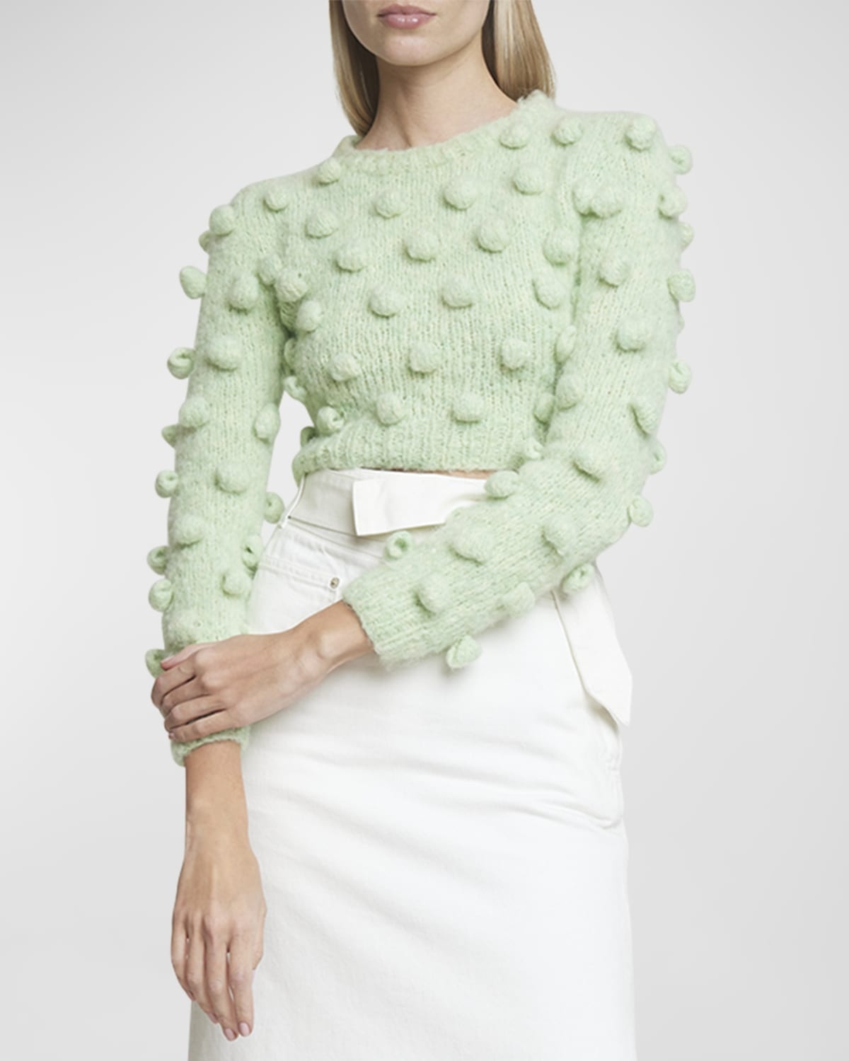 Cropped Wool Sweater with Dot Details - 7