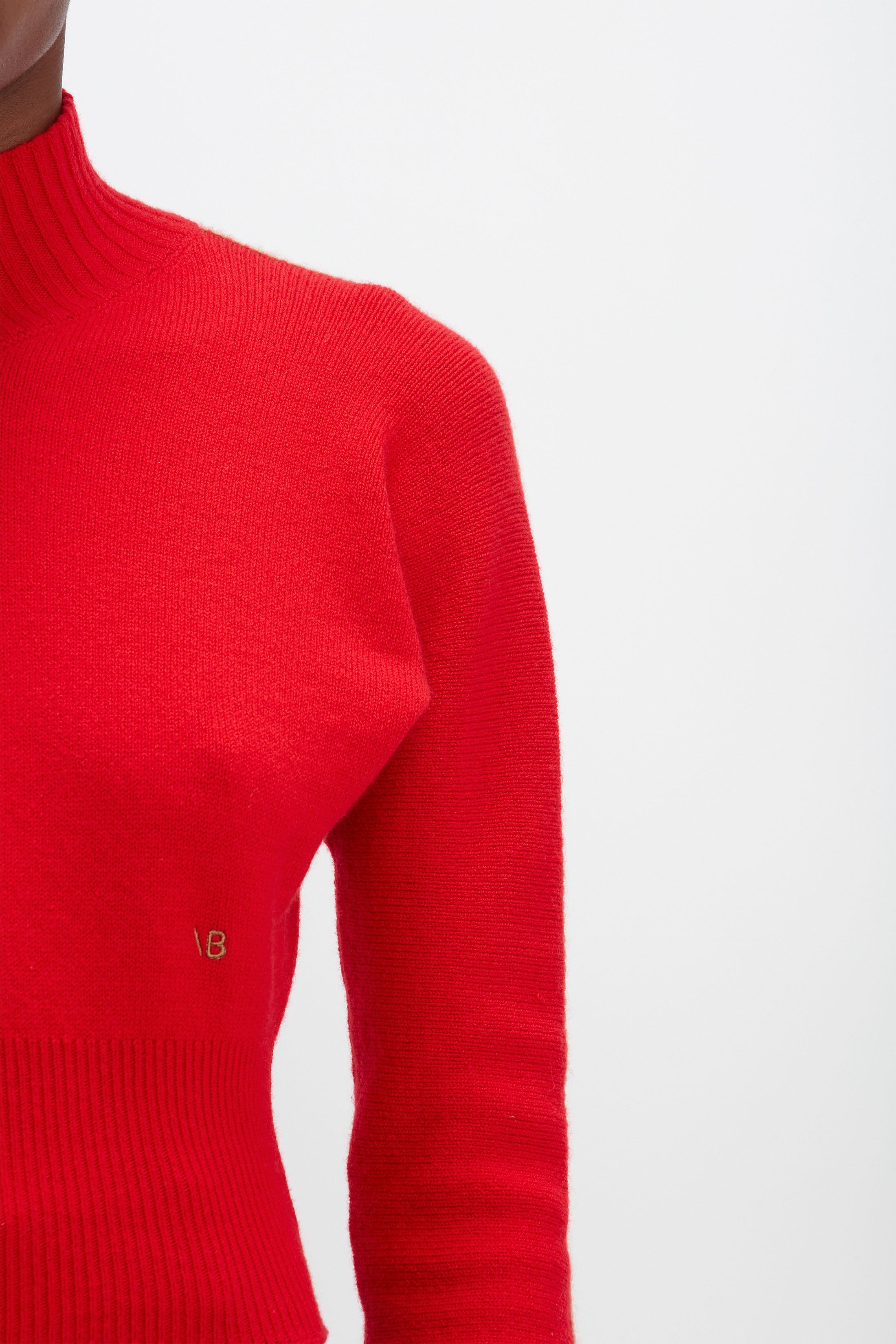 Polo Neck Cashmere Jumper in Red - 8