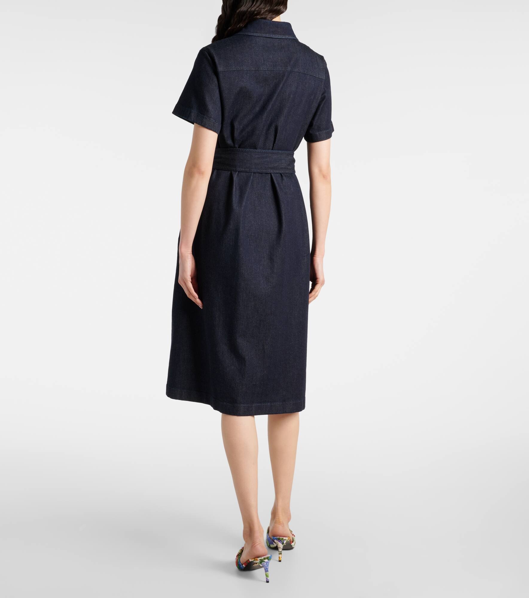 Belted denim shirt dress - 3