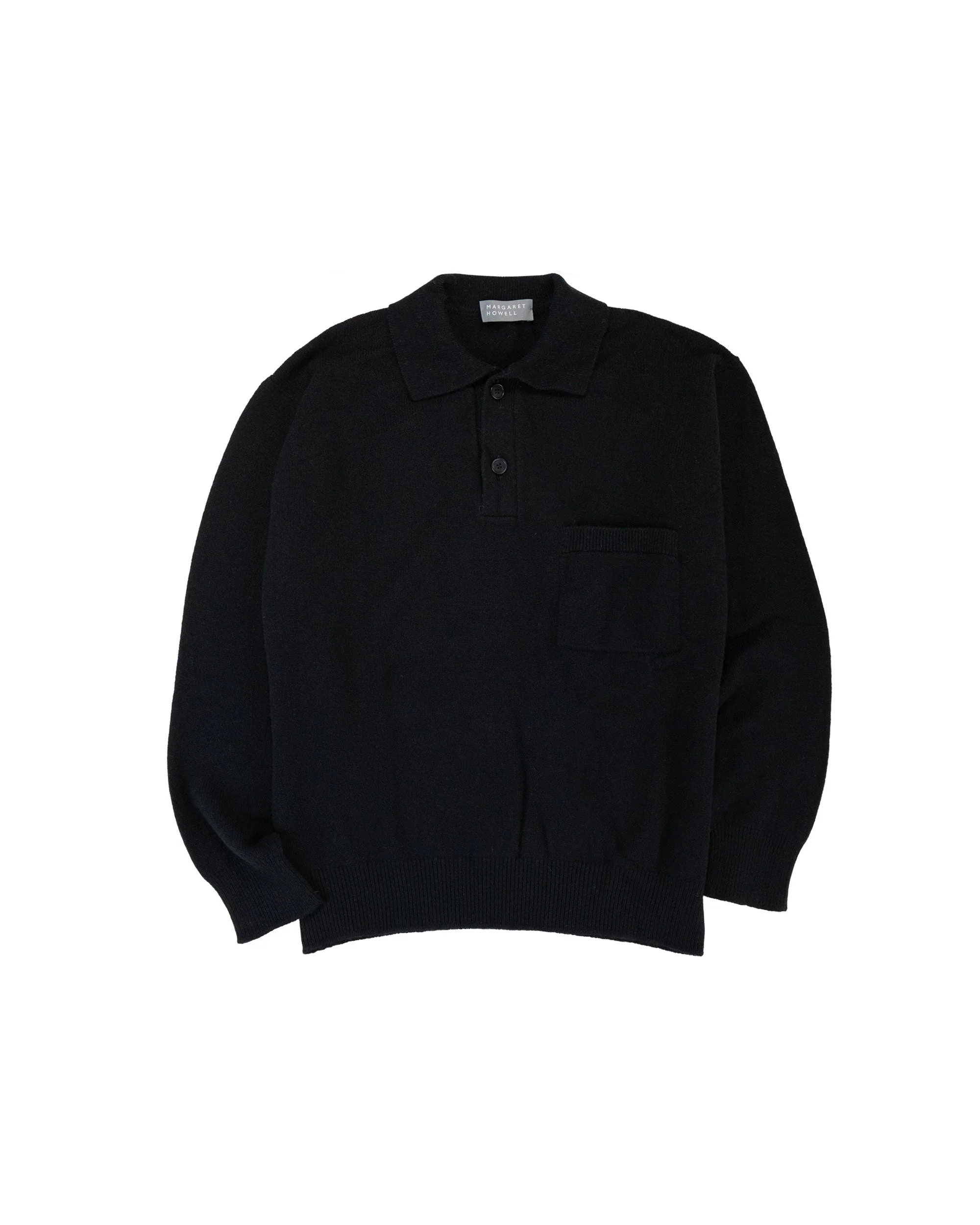 Seamless Pocket Polo Shirt Merino Cashmere Black - 1