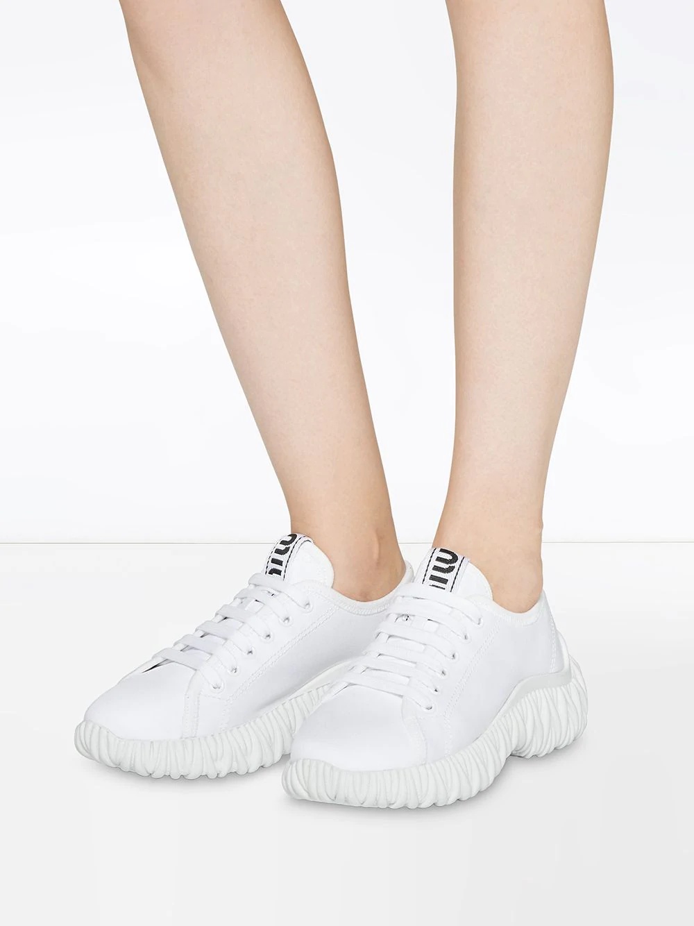 gabardine chunky sole sneakers - 5