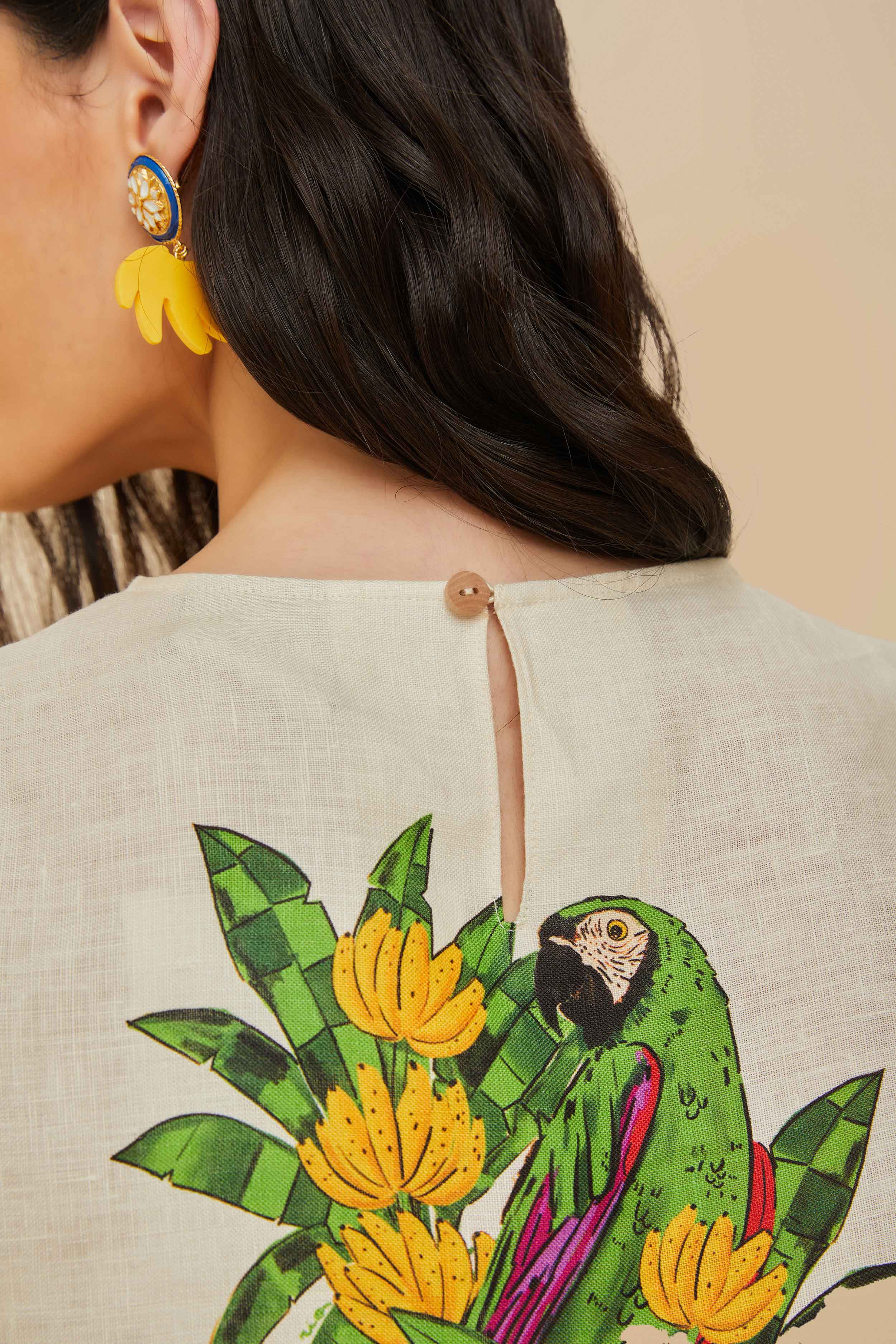 Off-White Maracana Bird Euroflax™ Premium Linen Blouse - 5