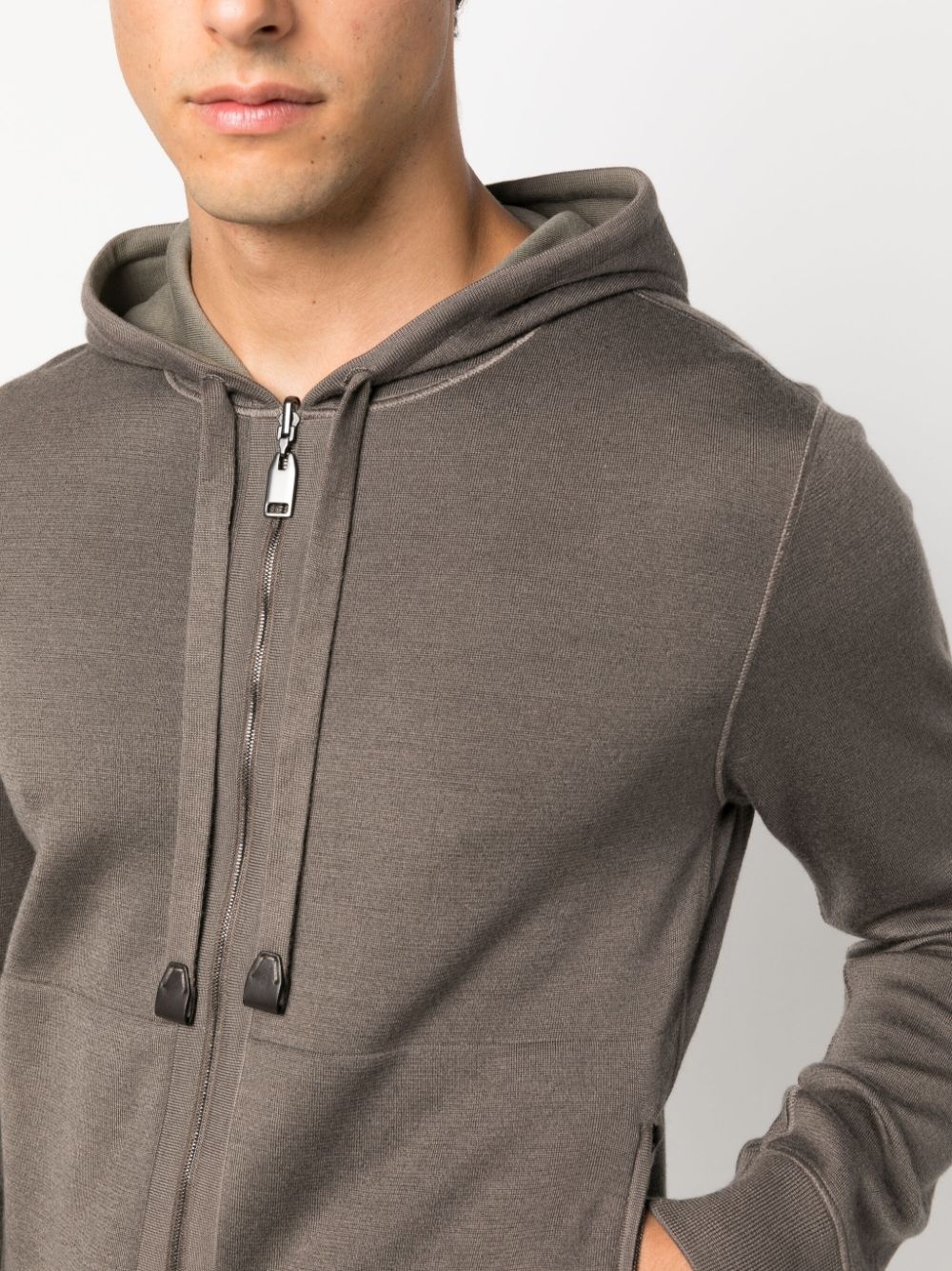 zip-up drawstring hoodie - 5
